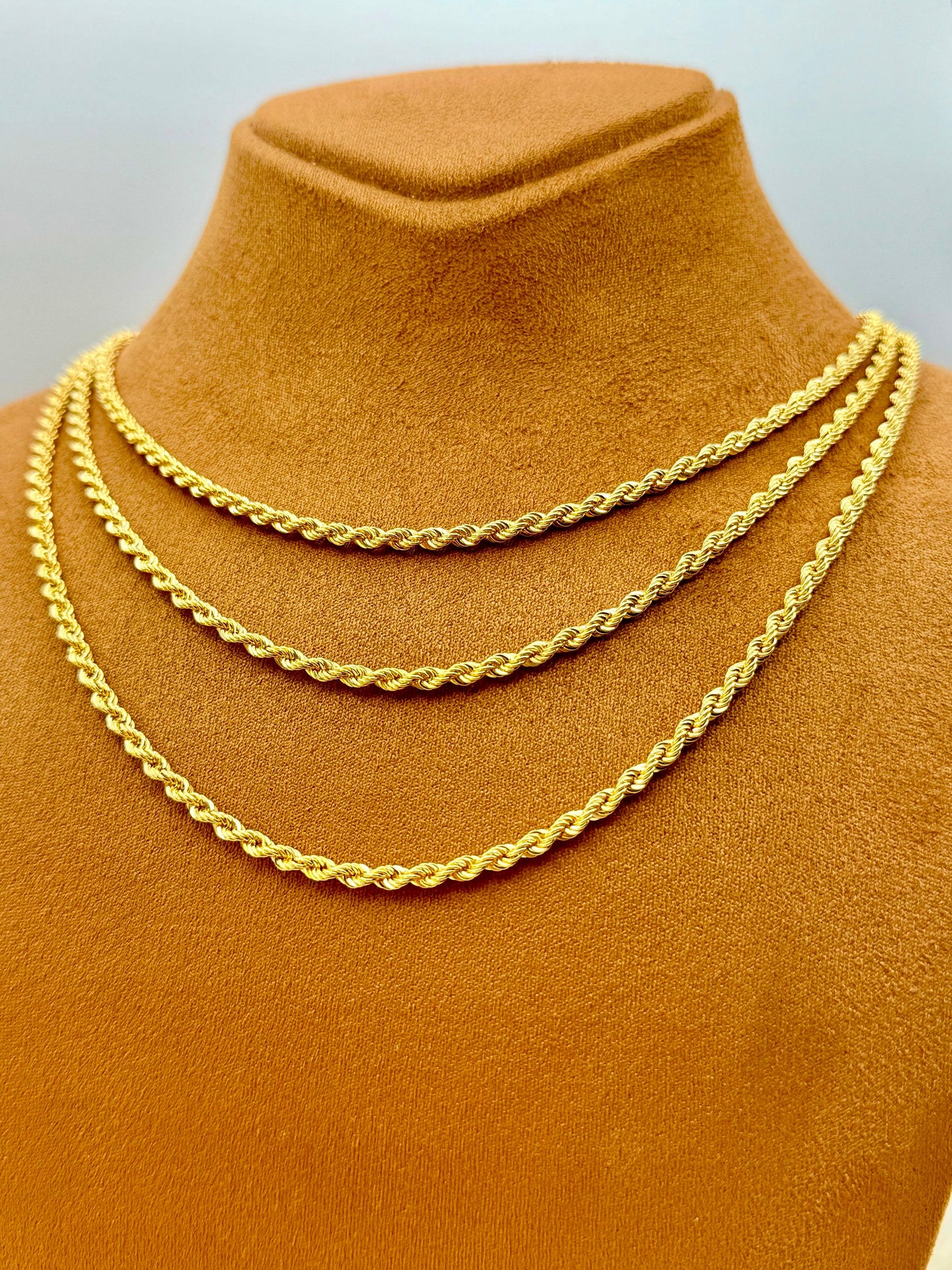 18k Real Gold Rope Necklace 3mm,18k solid gold rope chain , Gold rope,18k rope chain,18k rope chain necklace, 18k rope, best friend gift.