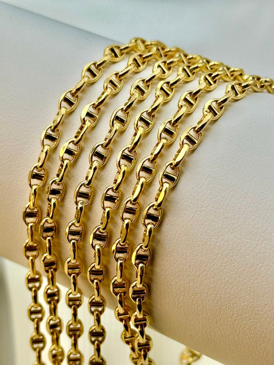 18k Solid Gold ANCHOR CHAIN Necklace, 3.20 mm ,Mariner Gold Chain, Mariner chain , For Her ,For Him ,Birthday Gift ,Christmas Gift.