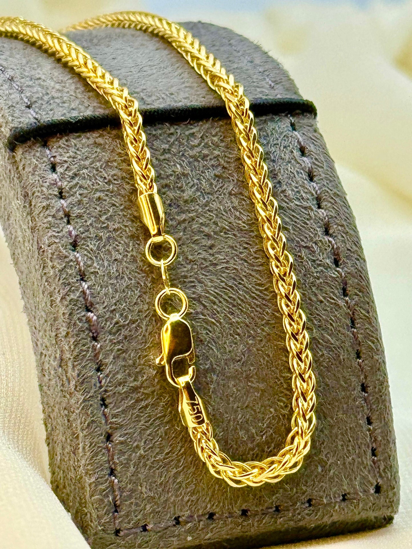 18k Solid Real Gold Franco, Foxtail  Necklace,2.6 mm, Franco chain, Gold Franco chain, Foxtail chain , Birthday Gift , Anniversary Gift.