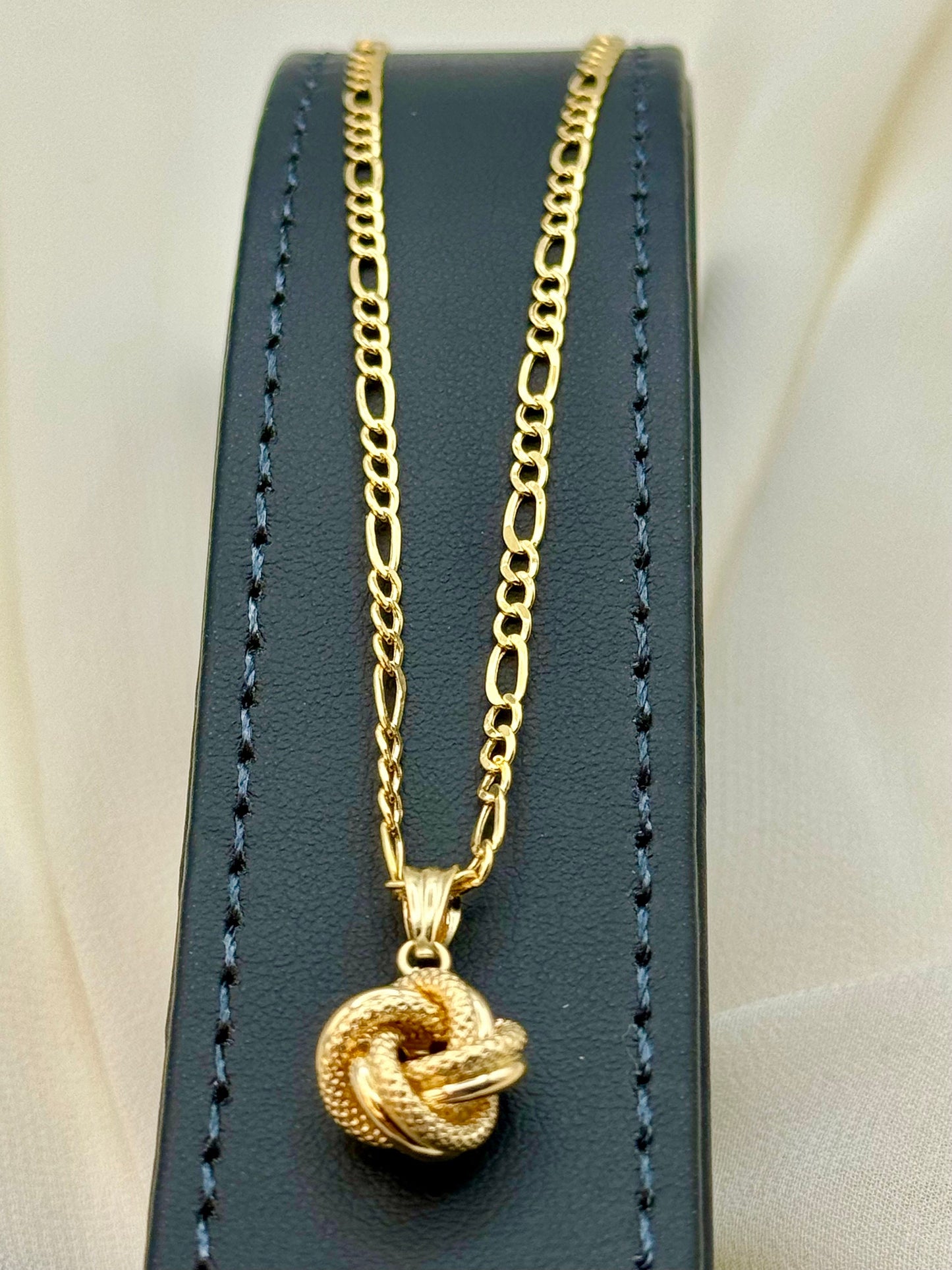 18k Gold Love Knot Necklace, 19.5",2.5mm, Handmade Jewelry Gift, love knot ,Real 18k gold ,For Her, Birthday Gift, anniversary Gift .