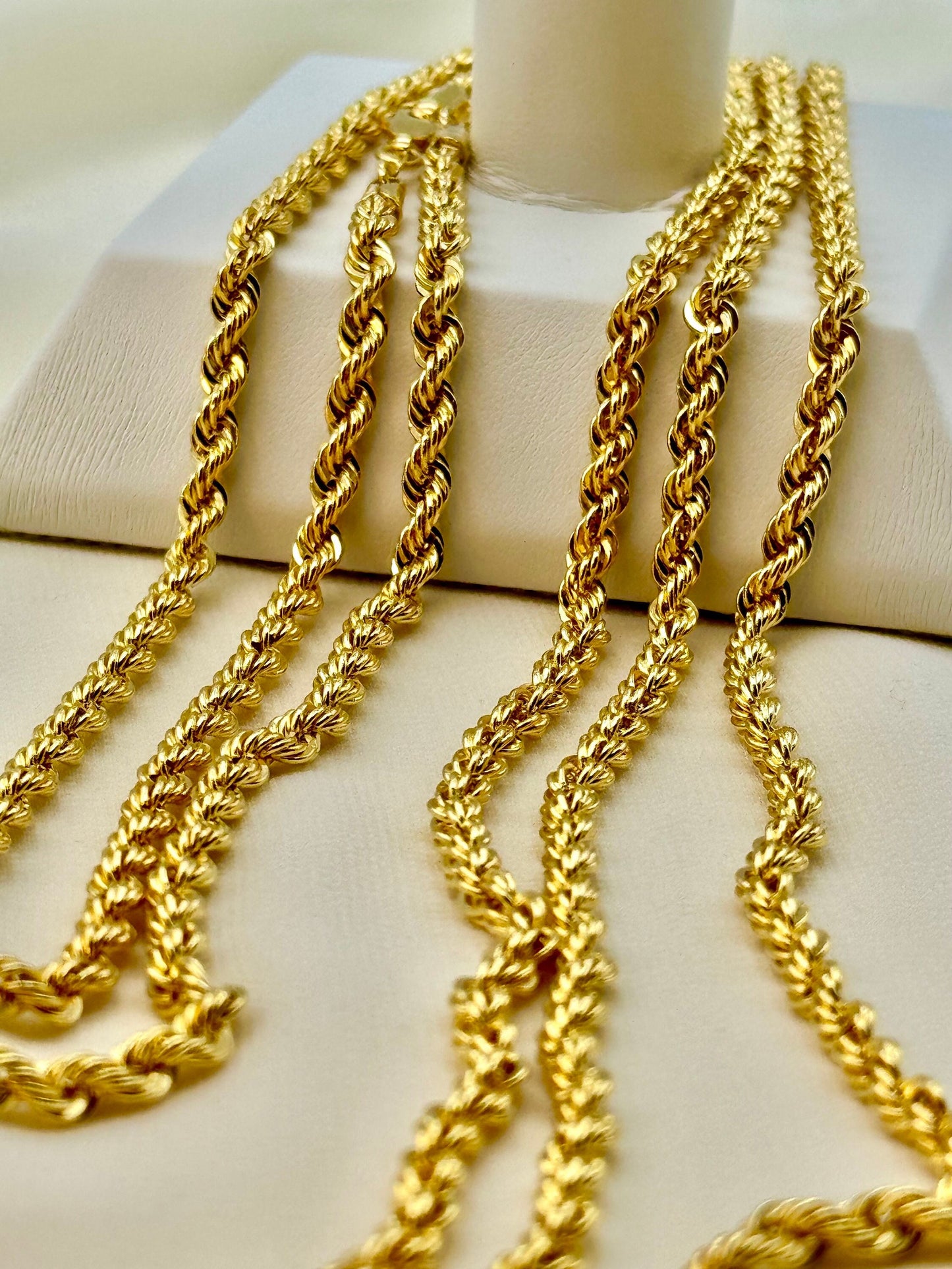 18K Solid Gold Rope Chain Diamond cut Necklace, 20",22" ,24",3.8mm , Thick Gold Chain, Real Gold Chain, Gold Rope Necklace, rope chain.