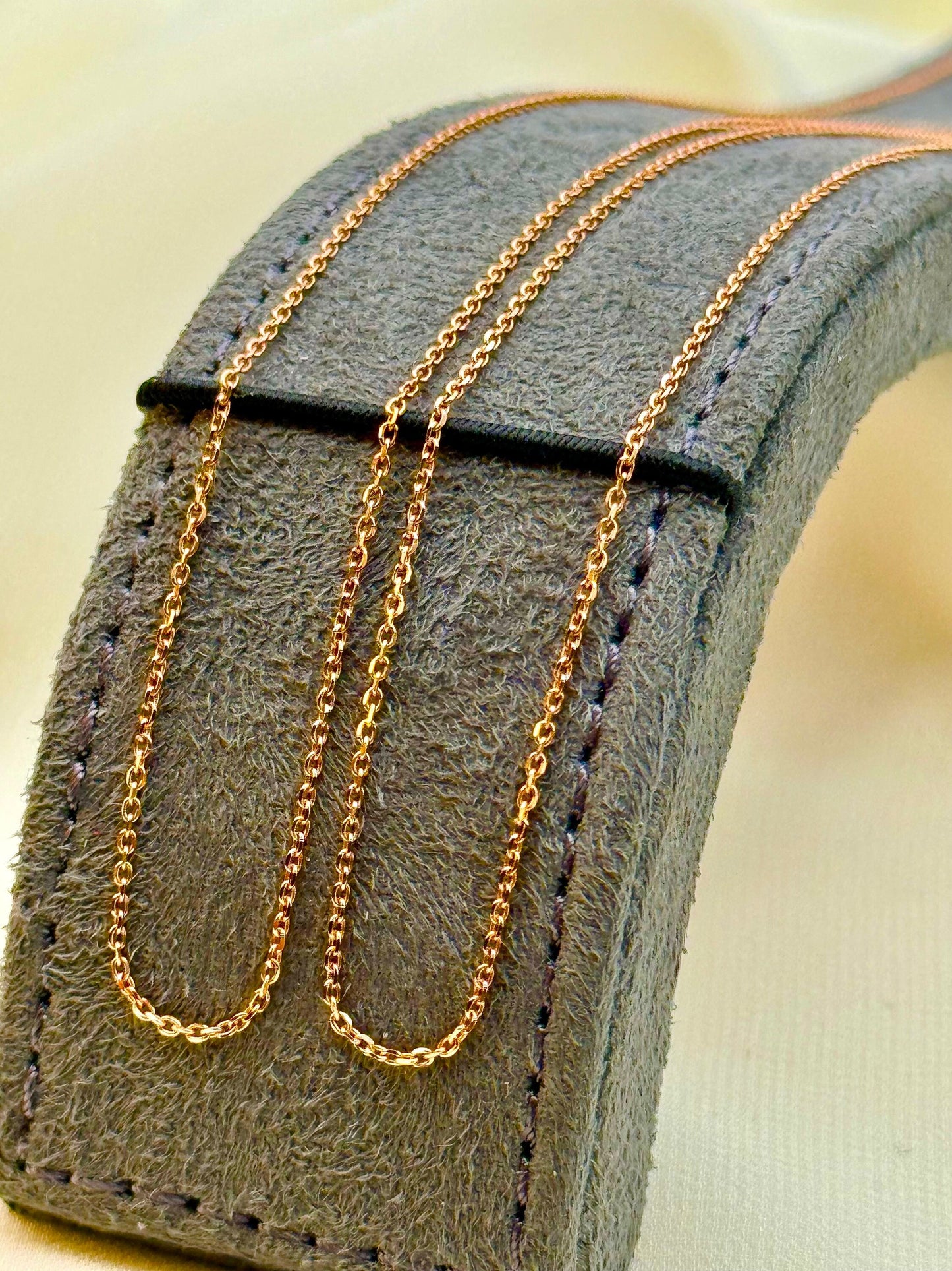 18k solid Gold Cable  Chain  Rose gold colour,18 inches , 1mm, gift for her, Cable Gold Chain, 18k Rose Gold Chain, Birthday Gift for Her .