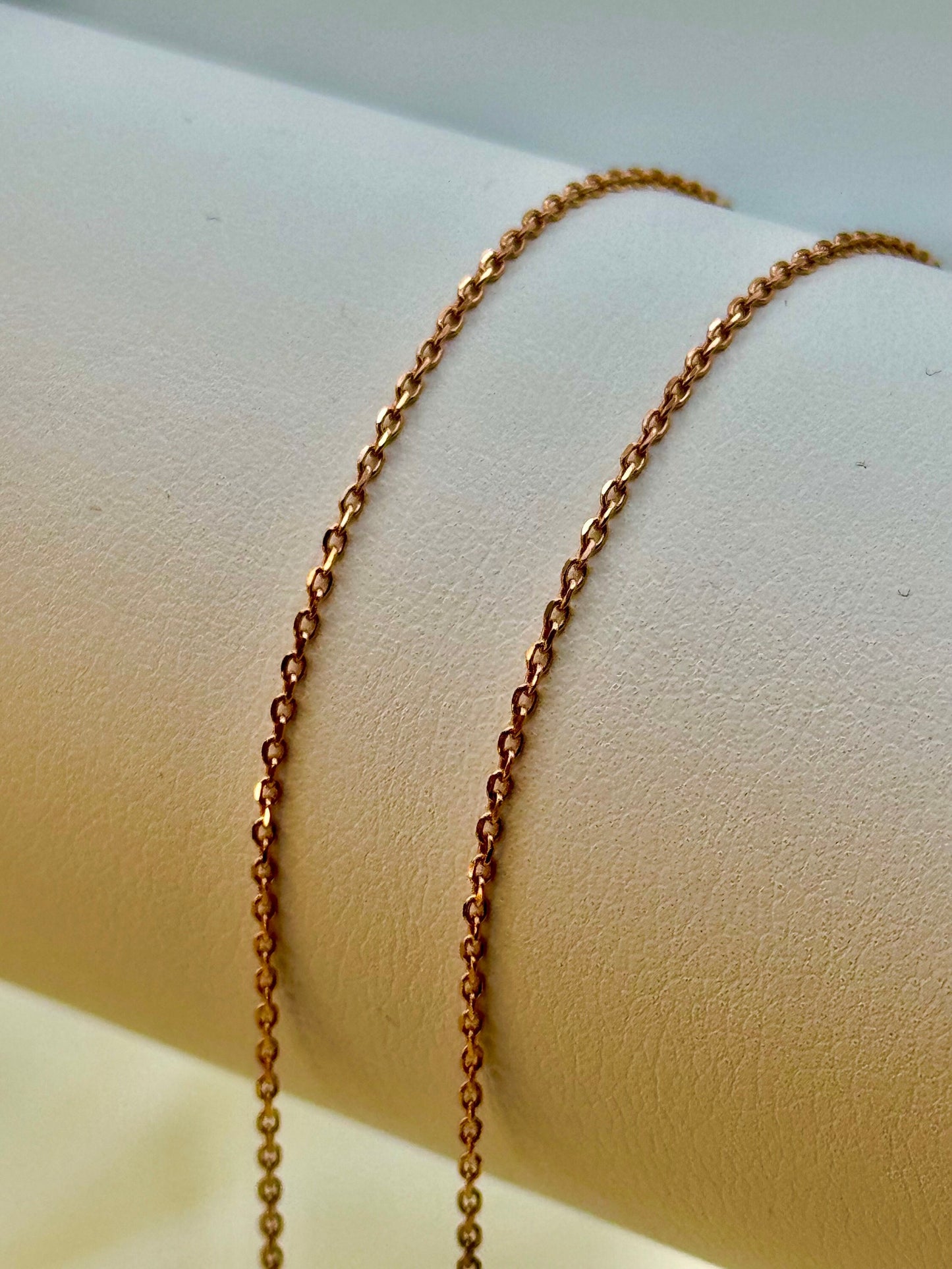 18k solid Gold Cable  Chain  Rose gold colour,18 inches , 1mm, gift for her, Cable Gold Chain, 18k Rose Gold Chain, Birthday Gift for Her .