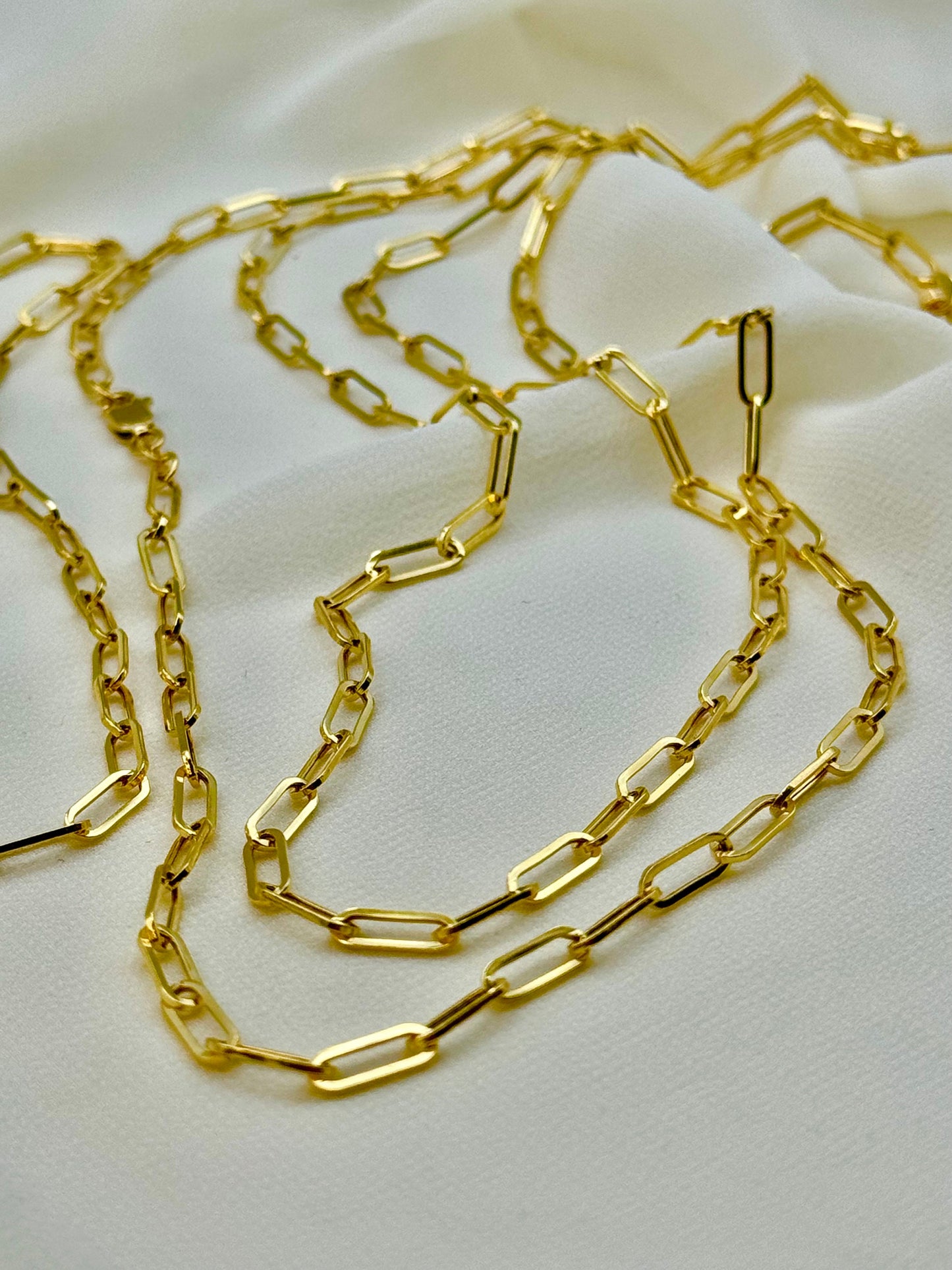 18k Gold  paperclip necklace,18k paper clip chain, 18k Real Gold paperclip chain necklace,paperclip chain,chain necklace,oval link chain