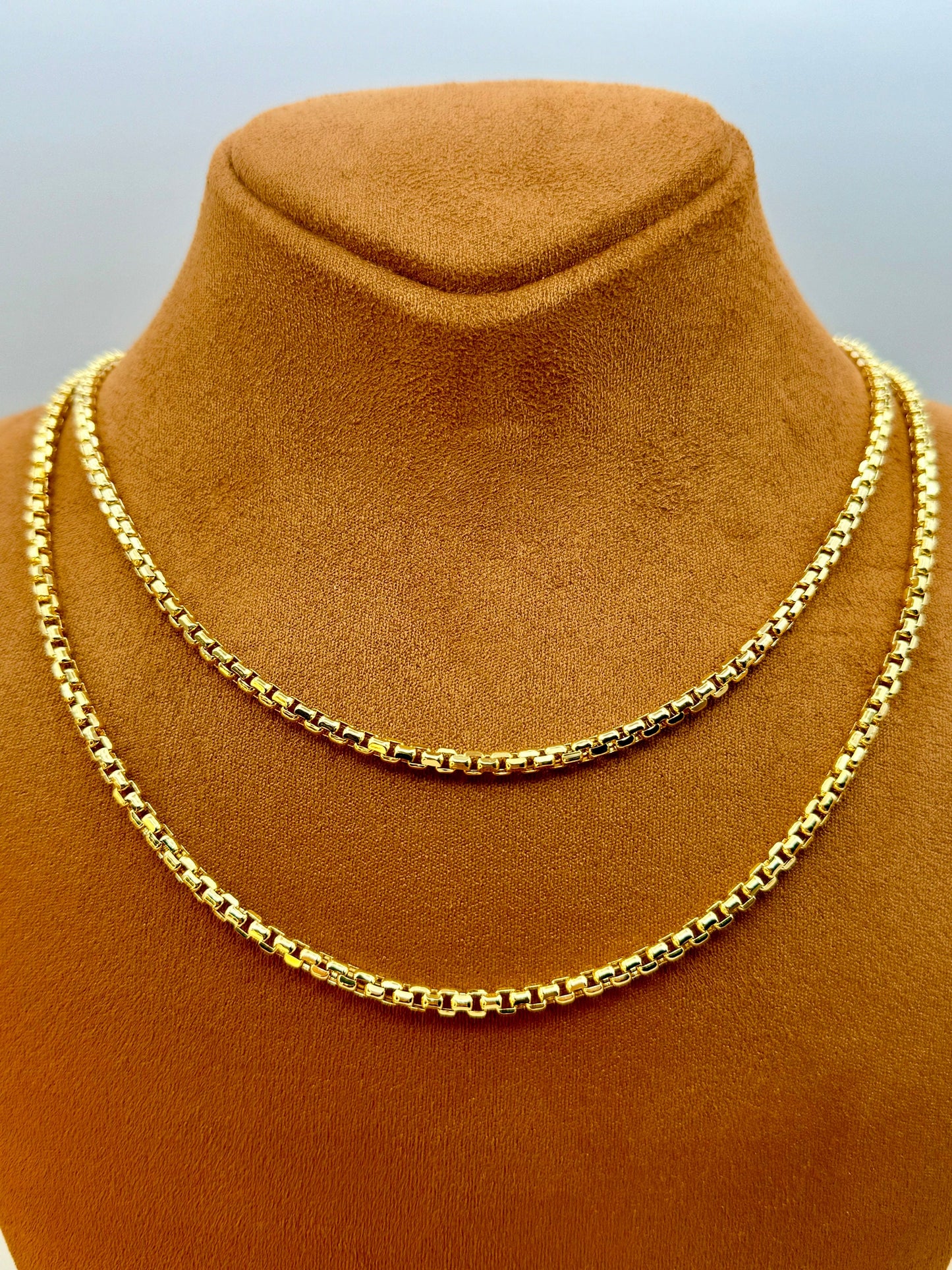 14K Solid Gold Box Chain Necklace 23.5",25.5",27.5" inches, 3.5mm Thickness, Real Gold Box Chain, Box Chain, For Her, For Him, Birthday Gift.