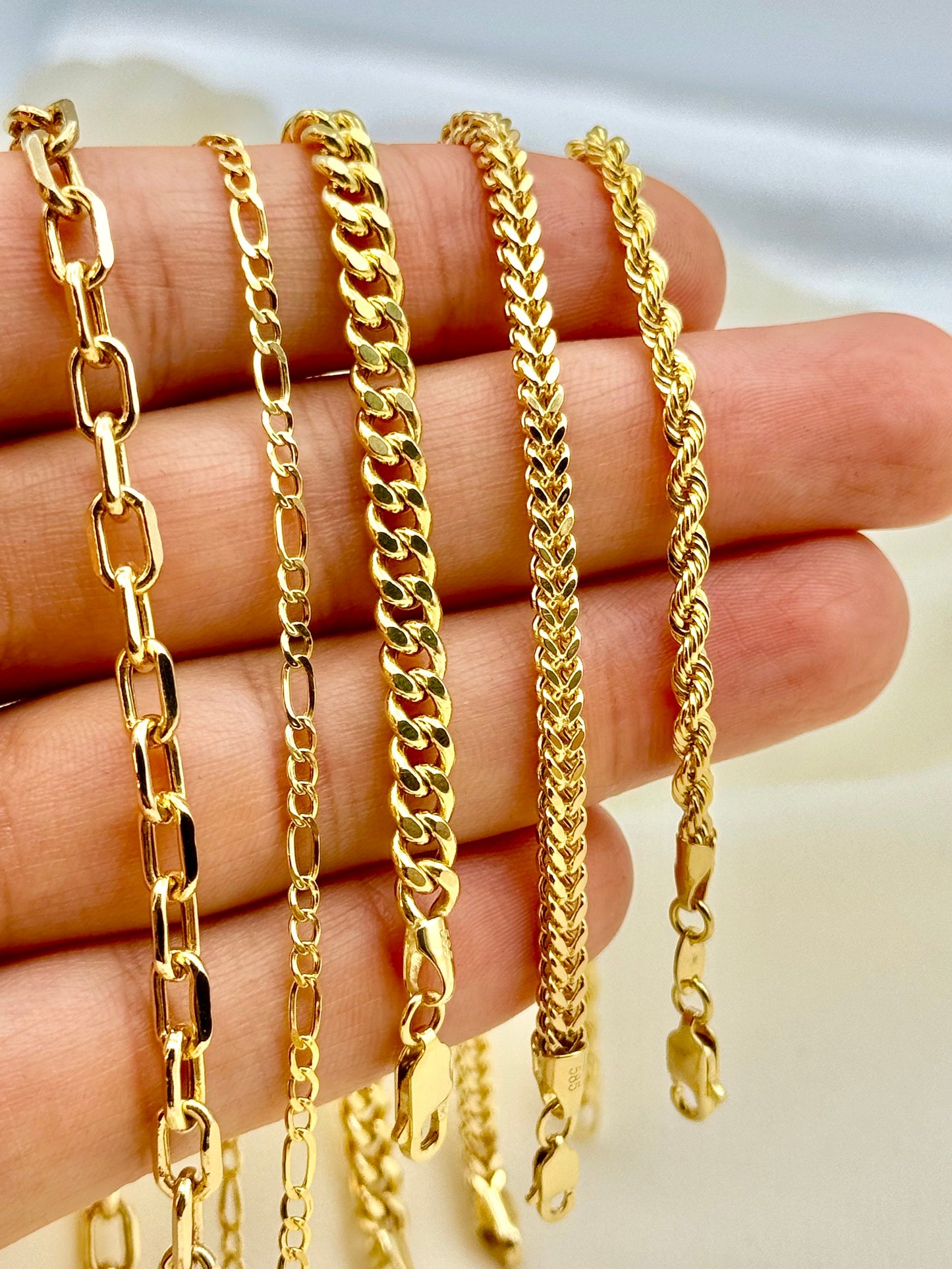 18k Real Gold Bracelet, 14k Gold Bracelet, 18k Rope Bracelet ,18k Figaro Bracelet ,14k Franco Bracelet ,14k Curb Bracelet ,For Her ,For Him.