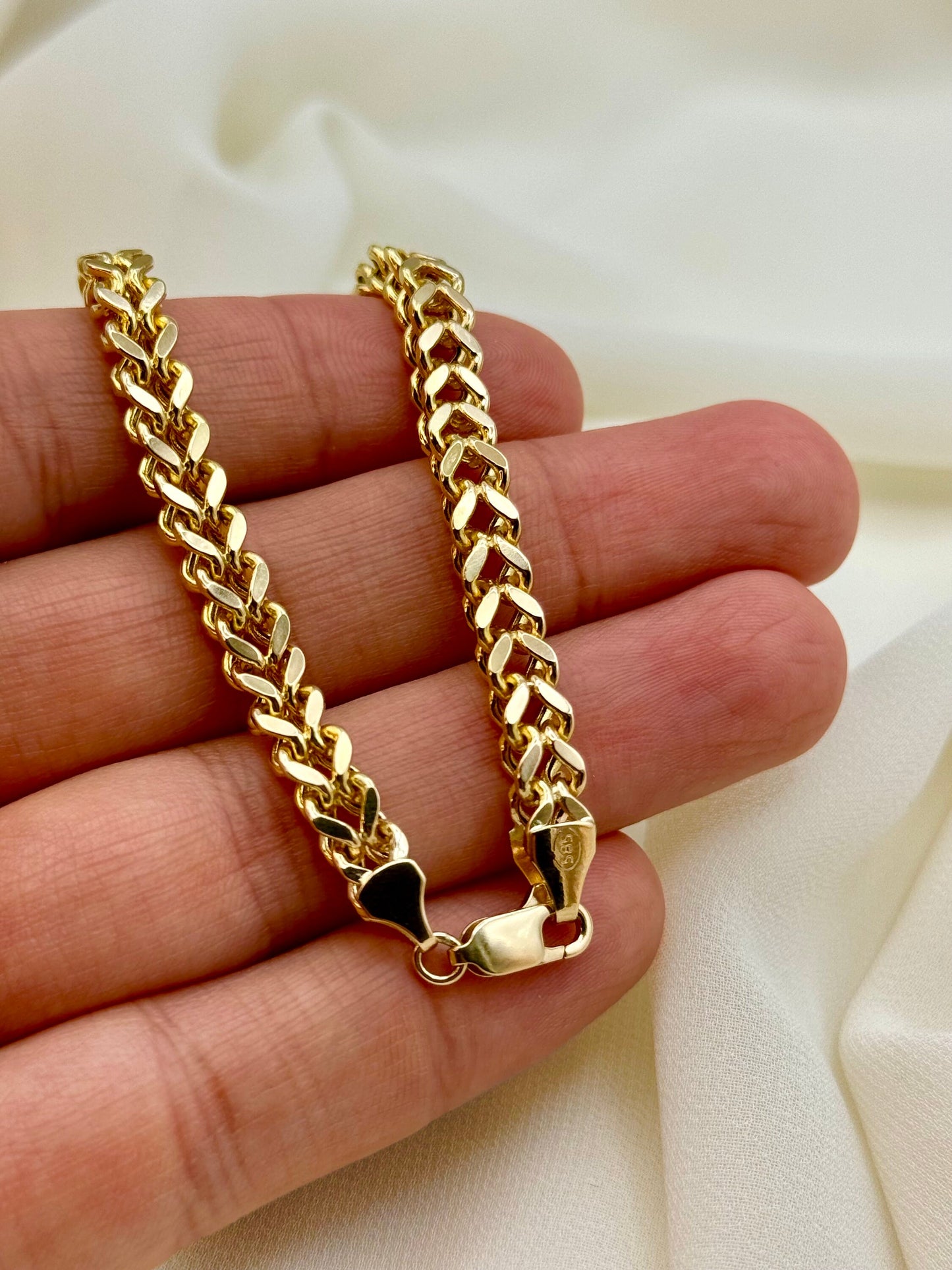 14k Gold Franco Bracelet Diamond Cut, Franco Bracelet , For Him, For Her, Birthday Gift, Franco bracelet, Unique Bracelet, Anniversary Gift.