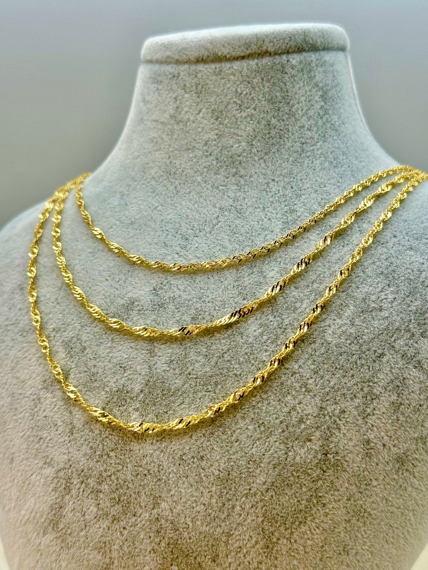 14k Solid Gold Singapore chain 2mm, Diamond cut, 19.5", 18" , Gold Singapore chain, twisted Chain, For Her, Birthday Gift , Gift .