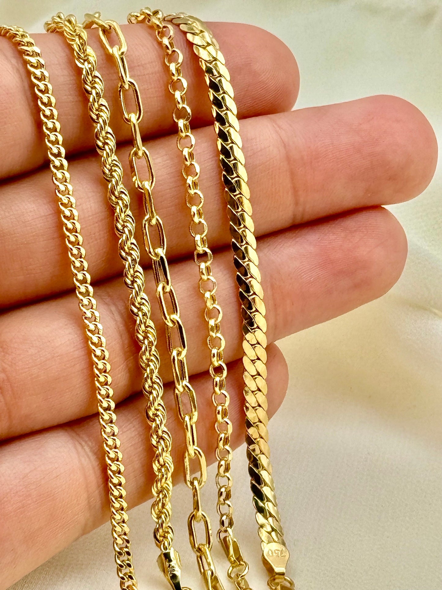 18k Real Gold Rolo Bracelet, 18k Gold curb Bracelet, 18k Rope Bracelet ,14k Cable  Bracelet , For Her ,For Him, For Gift .