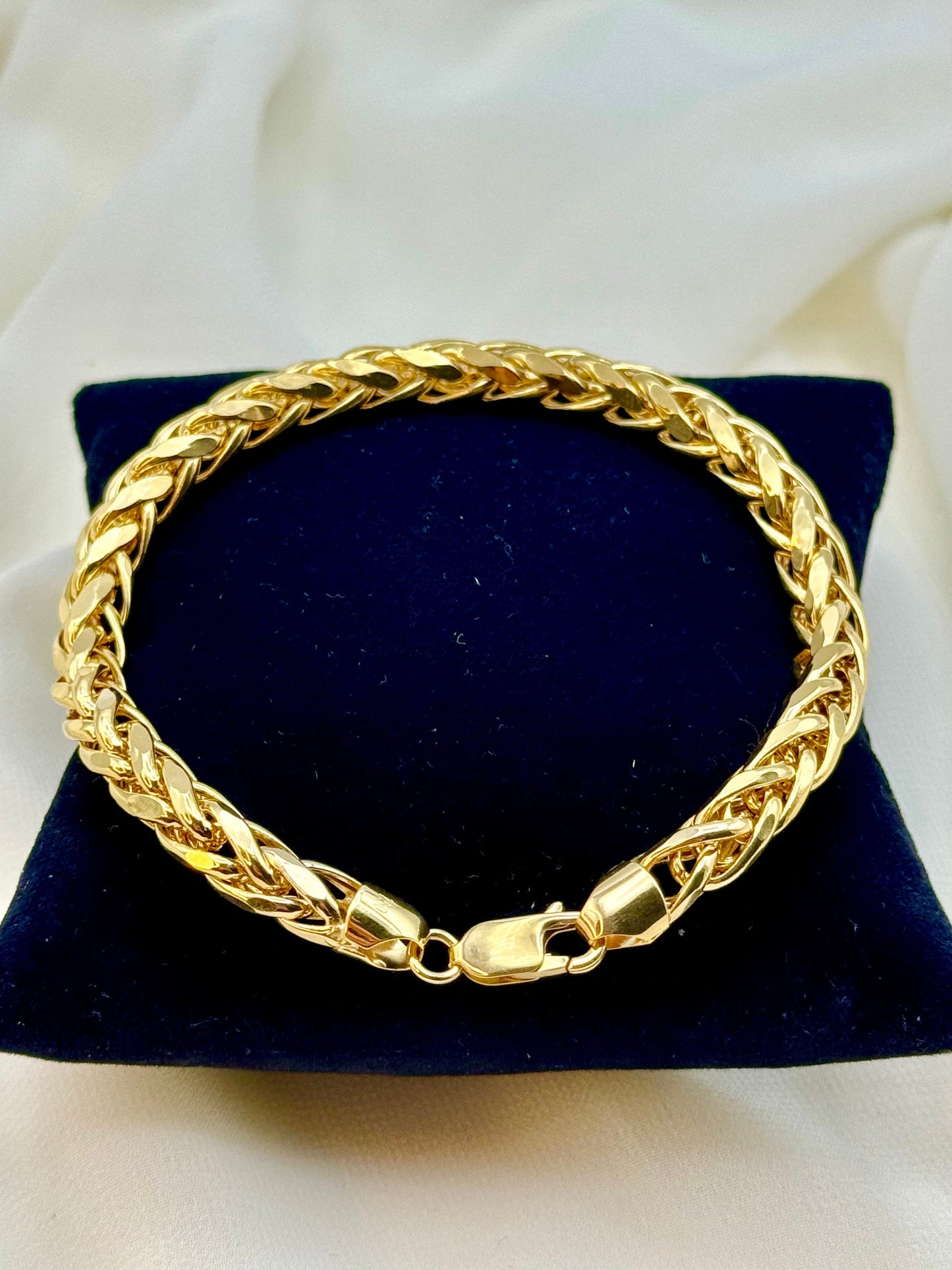 18K Real Gold Franco/Foxtail Chain Bracelet for Men, Yellow 18K Pure  Gold, Heavy Gold Bracelet,8.75" length, Elegant Look!, Birthday Gift .