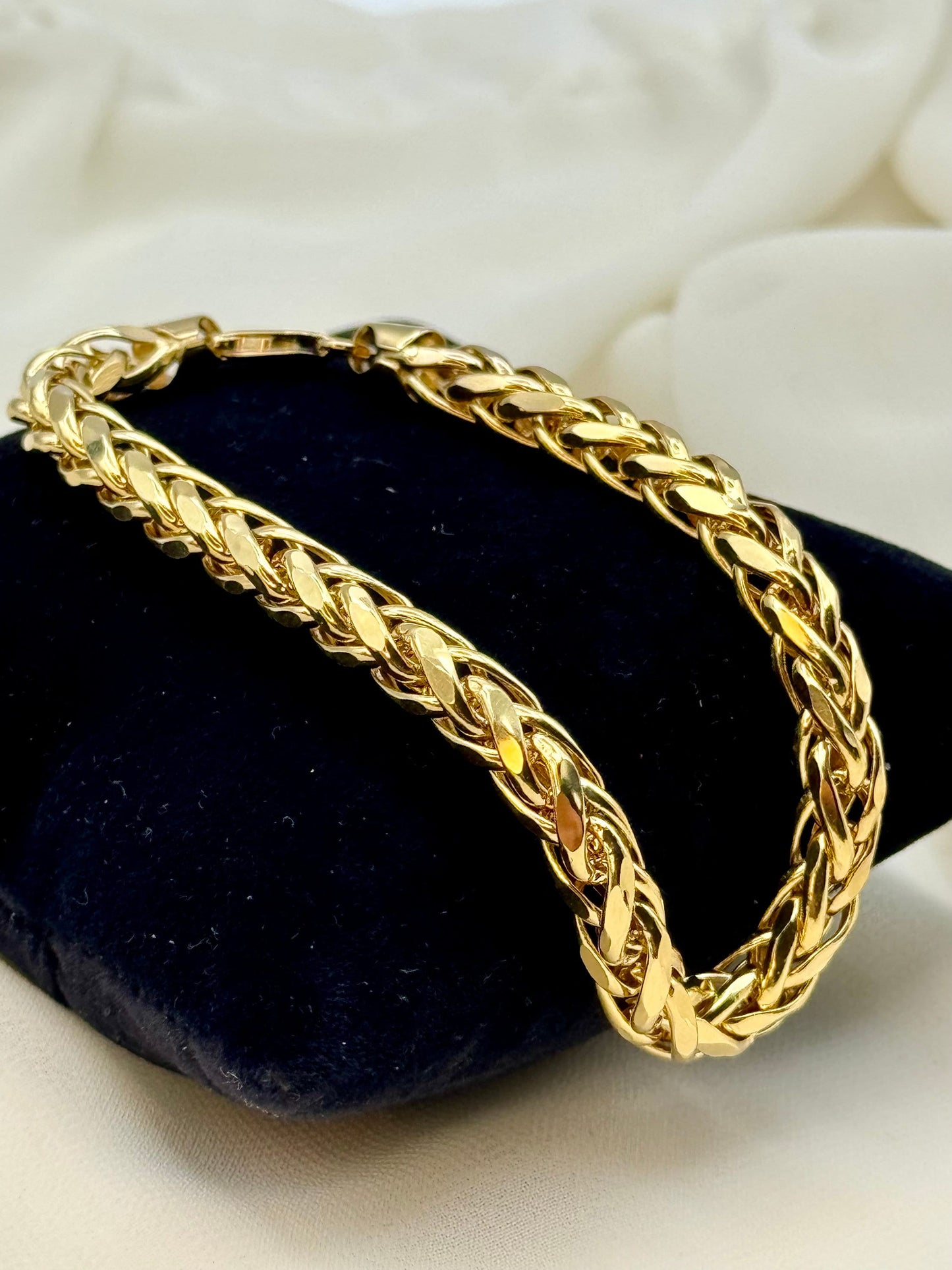 18K Real Gold Franco/Foxtail Chain Bracelet for Men, Yellow 18K Pure  Gold, Heavy Gold Bracelet,8.75" length, Elegant Look!, Birthday Gift .