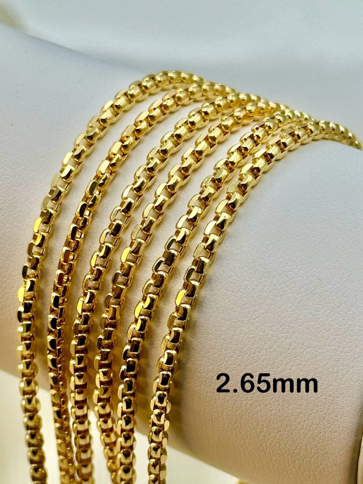 18K Gold Box Chain Necklace, 20,22,23.5" inches, 2.65mm, 18k Real Gold box Chain, Box Link, Box Chain, Birthday Gift ,Anniversary Gift .