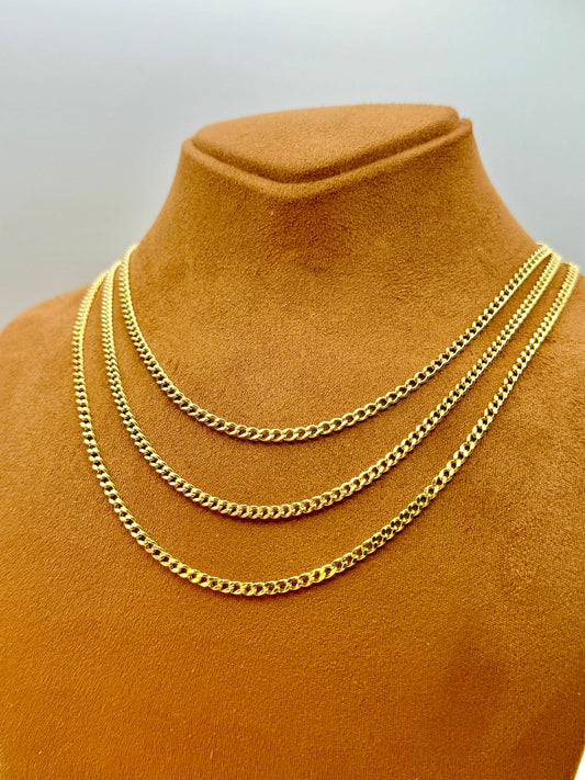 18k GOLD Curb Chain Necklace, 3.20MM, 18k Real Gold Chain, 18k Gold Curb Chain, For Him ,For Her, Birthday Gift, Anniversary gift .