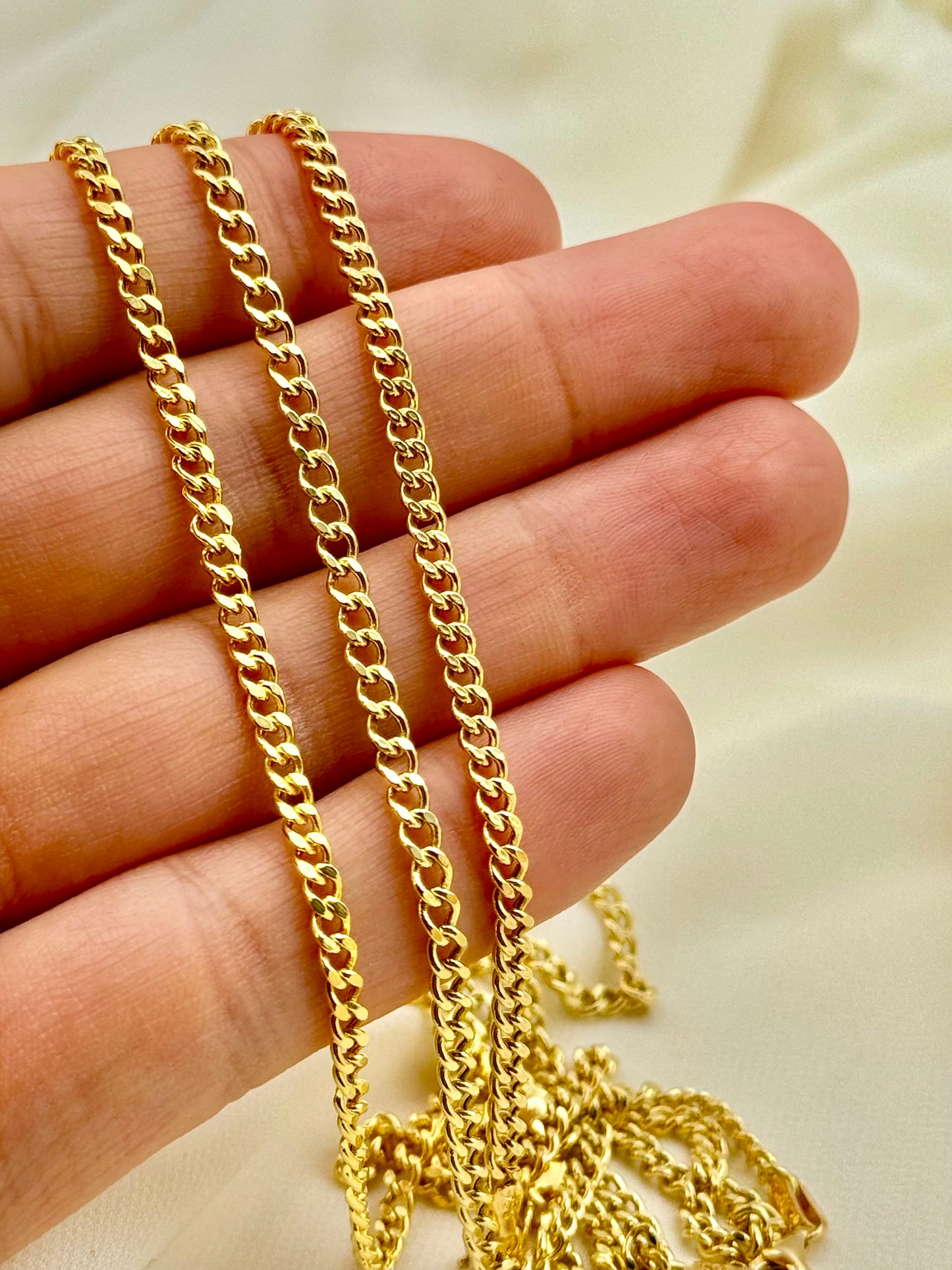 18k GOLD Curb Chain Necklace, 3.20MM, 18k Real Gold Chain, 18k Gold Curb Chain, For Him ,For Her, Birthday Gift, Anniversary gift .