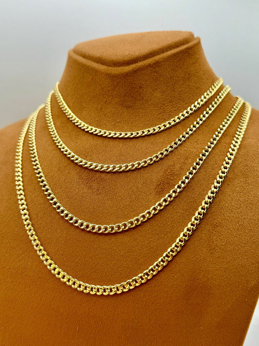 18k GOLD Curb Chain Necklace, 4MM, Real Gold curb Chain, Gold Curb Chain, For Him, For Her, Birthday Gift, For mum, For Dad, For Boyfriend .