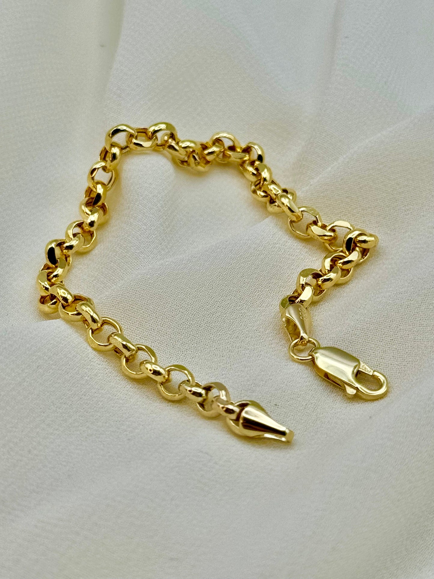 14K Real Gold Rolo Bracelet, Anklet - High Polished 14K Yellow Rolo Bracelet for Her - Pure 14k Gold Rolo Anklet - Birthday Gift!