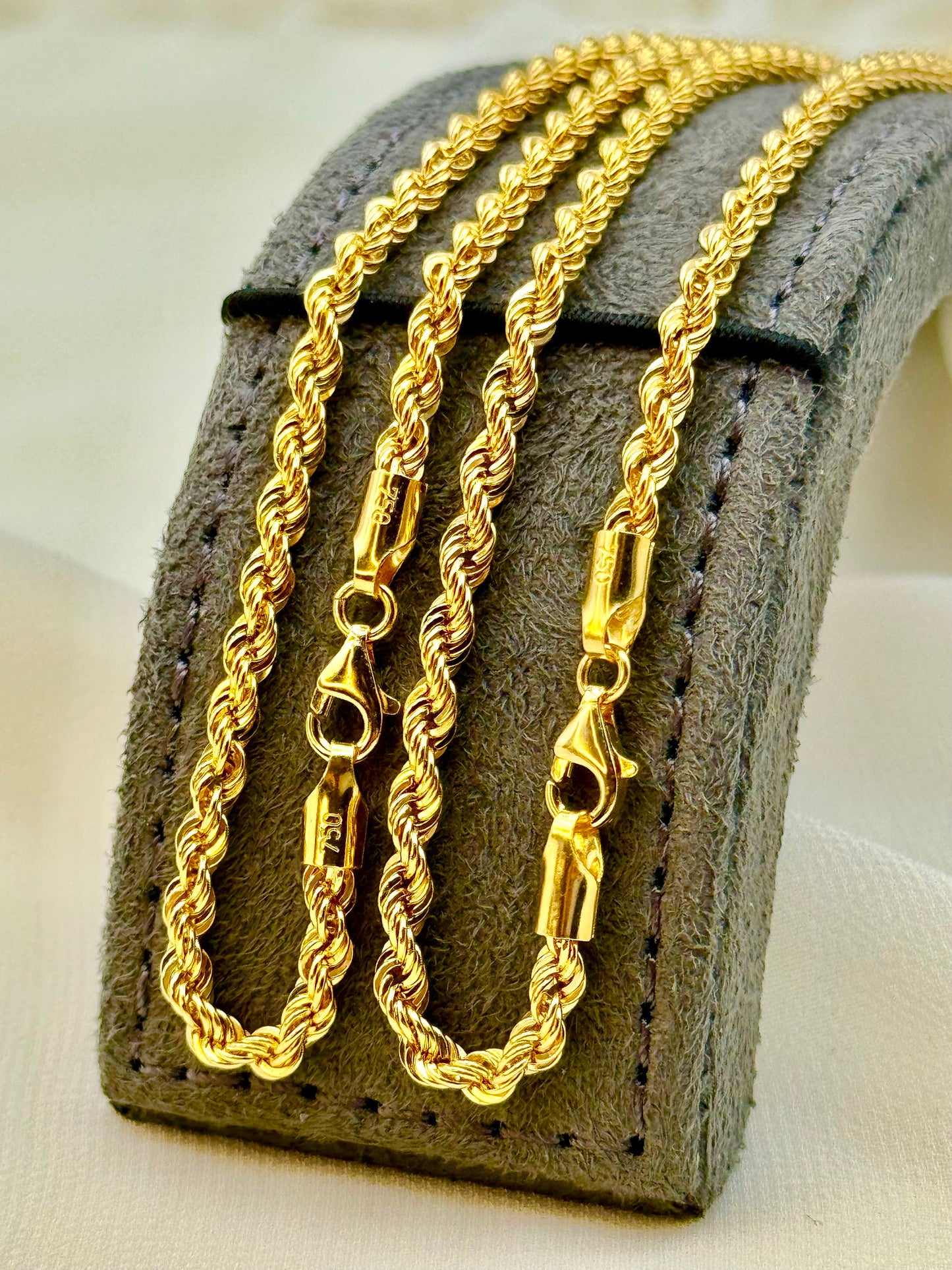 18k Real Gold Rope Necklace 3mm,18k solid gold rope chain , Gold rope,18k rope chain,18k rope chain necklace, 18k rope, best friend gift.