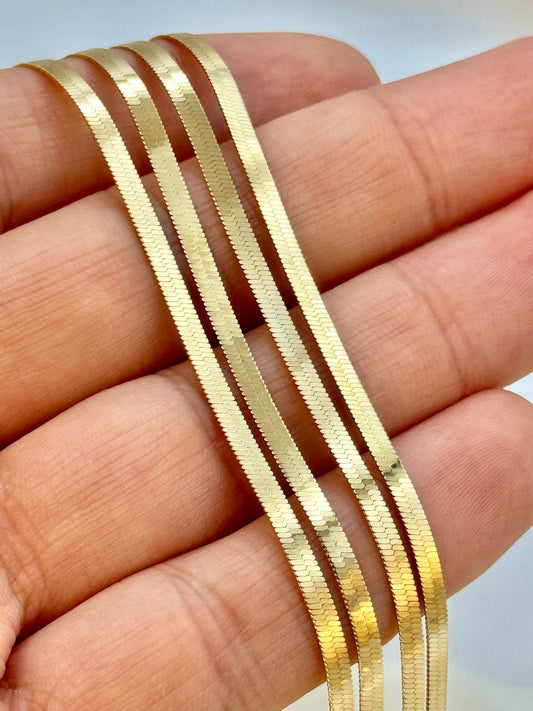 18k solid Gold Herringbone Necklace , Snake Chain Necklace ,Herringbone Chain Necklace, Flat Snake Chain Choker, herringbone necklace gold