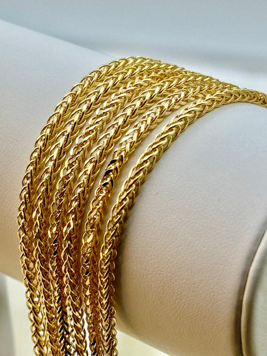 18k Solid Real Gold Franco, Foxtail  Necklace,2.6 mm, Franco chain, Gold Franco chain, Foxtail chain , Birthday Gift , Anniversary Gift.