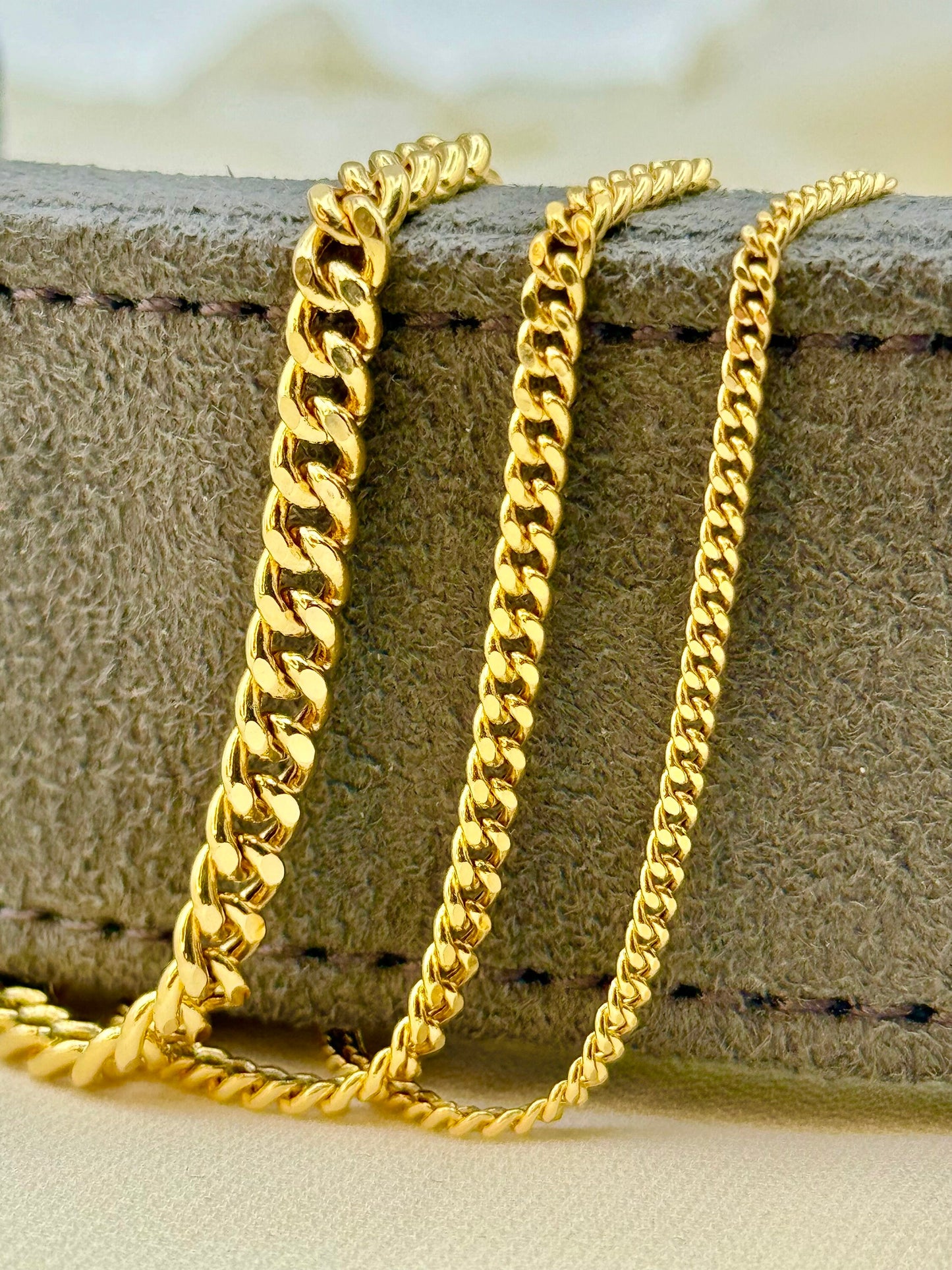 14k GOLD Curb Chain Necklace, 4MM, 3MM, 2MM, 14k Real Gold curb, Men and Ladies Gold Chain, 14k Gold Chain, Birthday Gift, For Her, For Him.