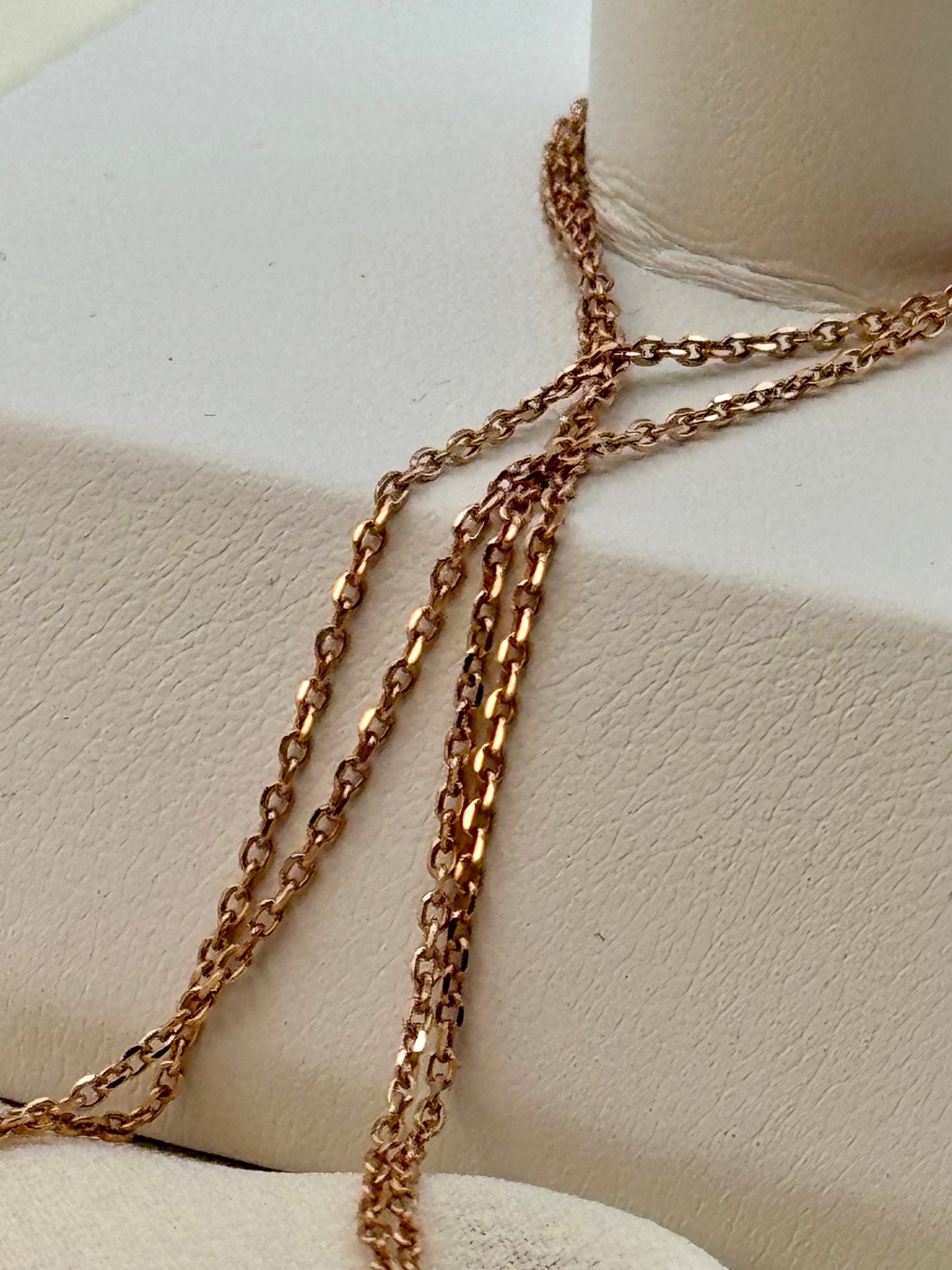 18k solid Gold Cable  Chain  Rose gold colour,18 inches , 1mm, gift for her, Cable Gold Chain, 18k Rose Gold Chain, Birthday Gift for Her .