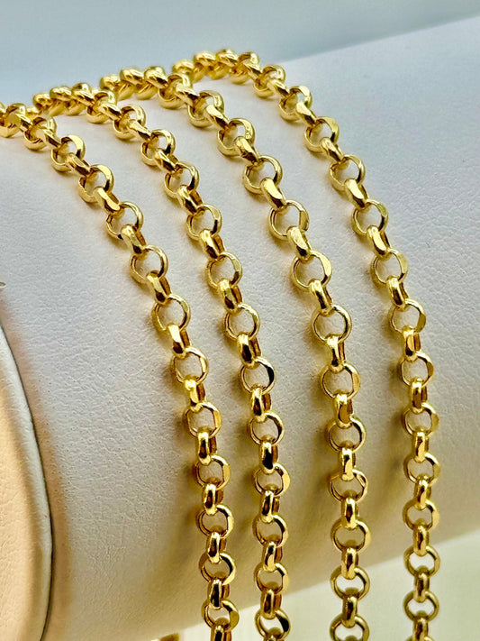 18k Gold Rolo Chain,3mm,18k gold rolo Necklace ,For Her ,For Him ,Birthday Gift ,Anniversary Gift ,Christmas Gift, Every day necklace .