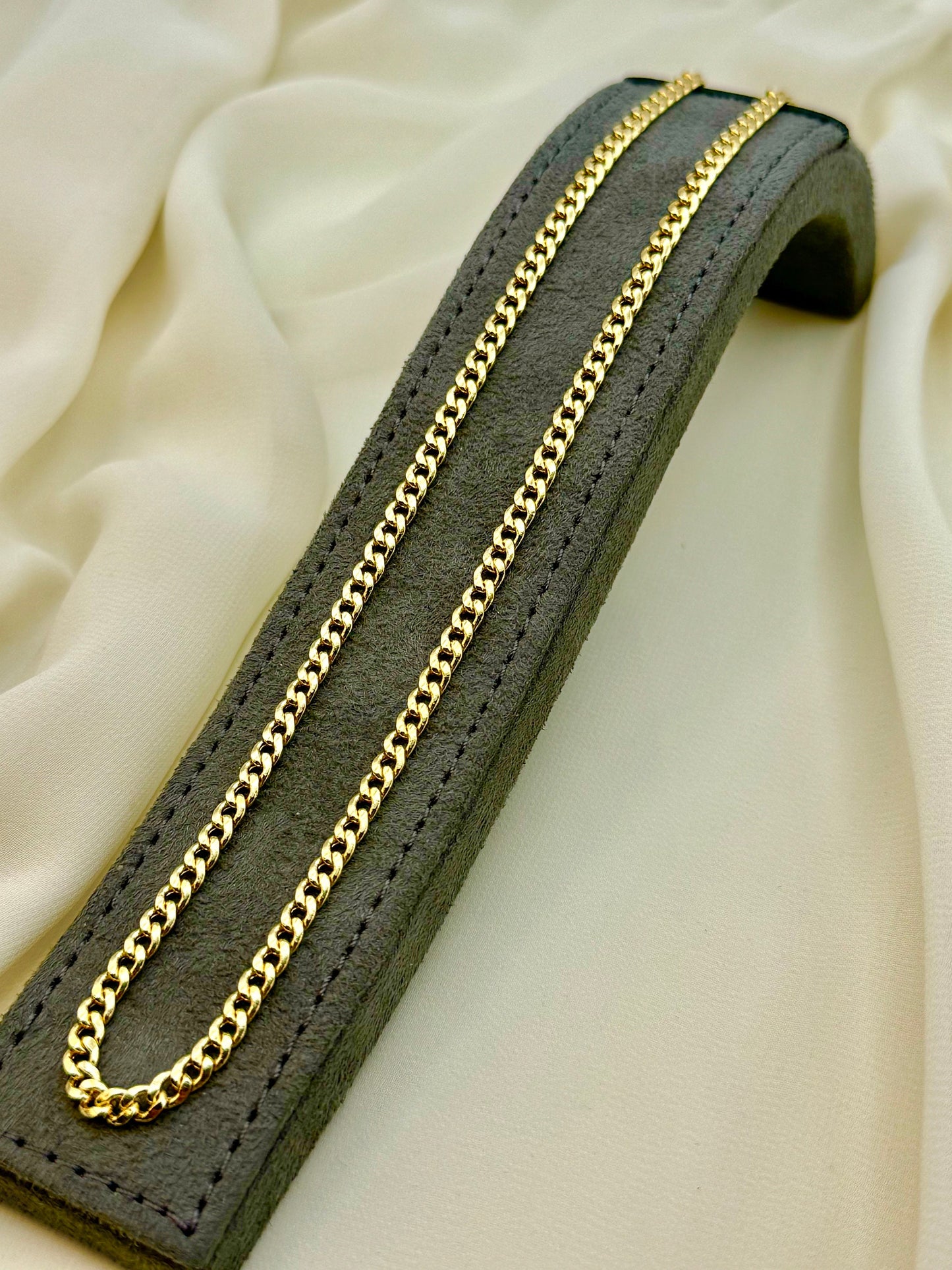 18K Solid GOLD Curb Chain Necklace, 23.5", 4MM, Gold Curb Chain, unisex Gold Chain, 18kGold Chain, Christmas Gift, Birthday Gift .