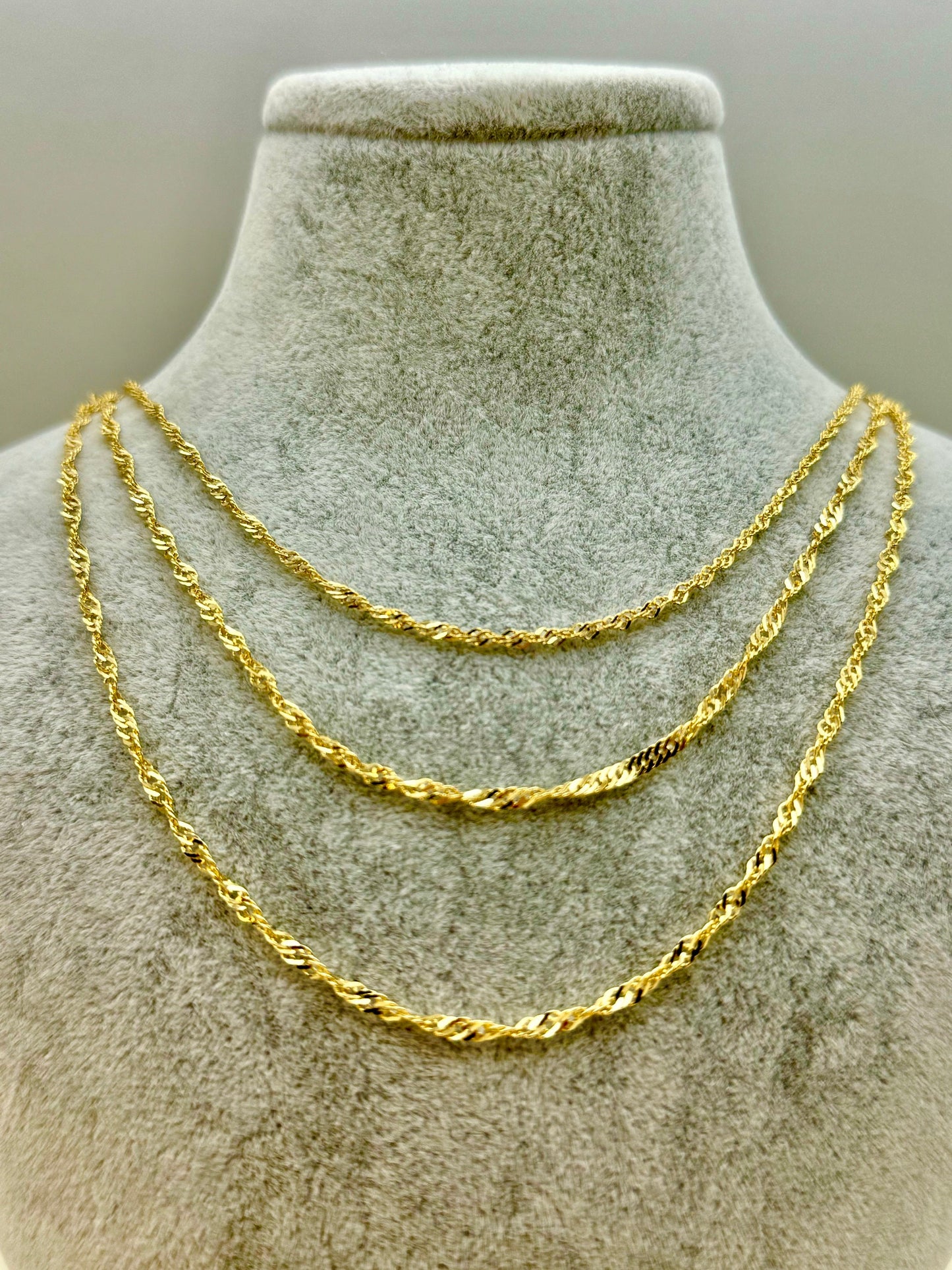 14k Solid Gold Singapore chain 2mm, Diamond cut, 19.5", 18" , Gold Singapore chain, twisted Chain, For Her, Birthday Gift , Gift .