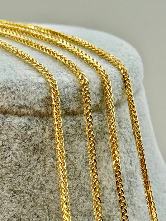 18k Gold Franco Necklace, 1.5 mm, Franco chain, Foxtail chain, Trending gold chain, Anniversary Gift, Birthday Gift ,For Her, For Him.