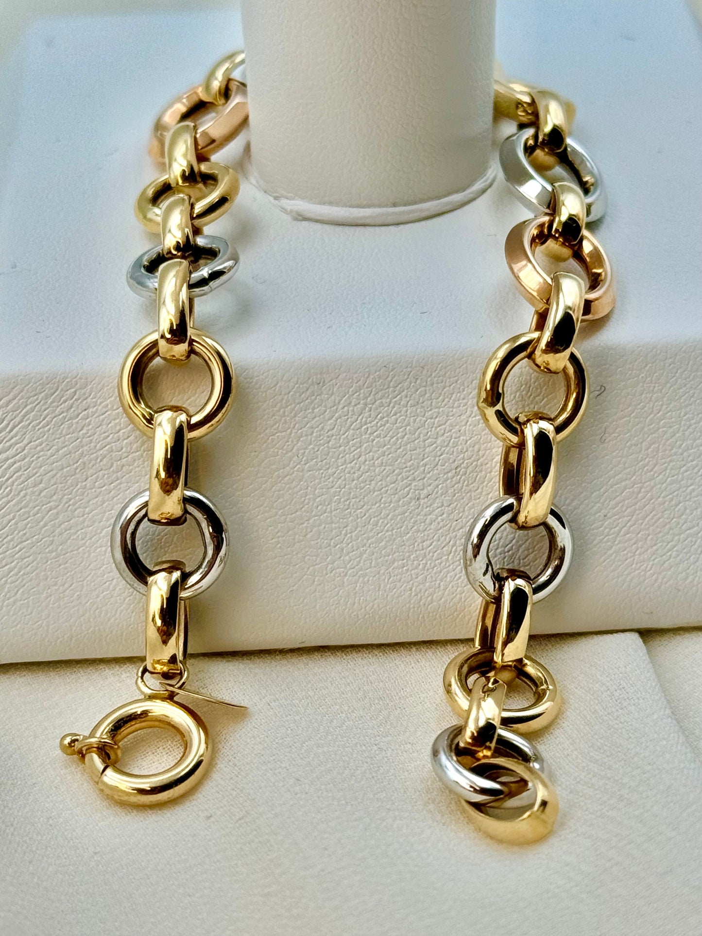 18k Gold Cable  Bracelet,  Infinity Bracelet, Mixed Colors , 7.5" inches, Hot Style Gold Bracelet! Unique & Stylish Design, Gift for Her!