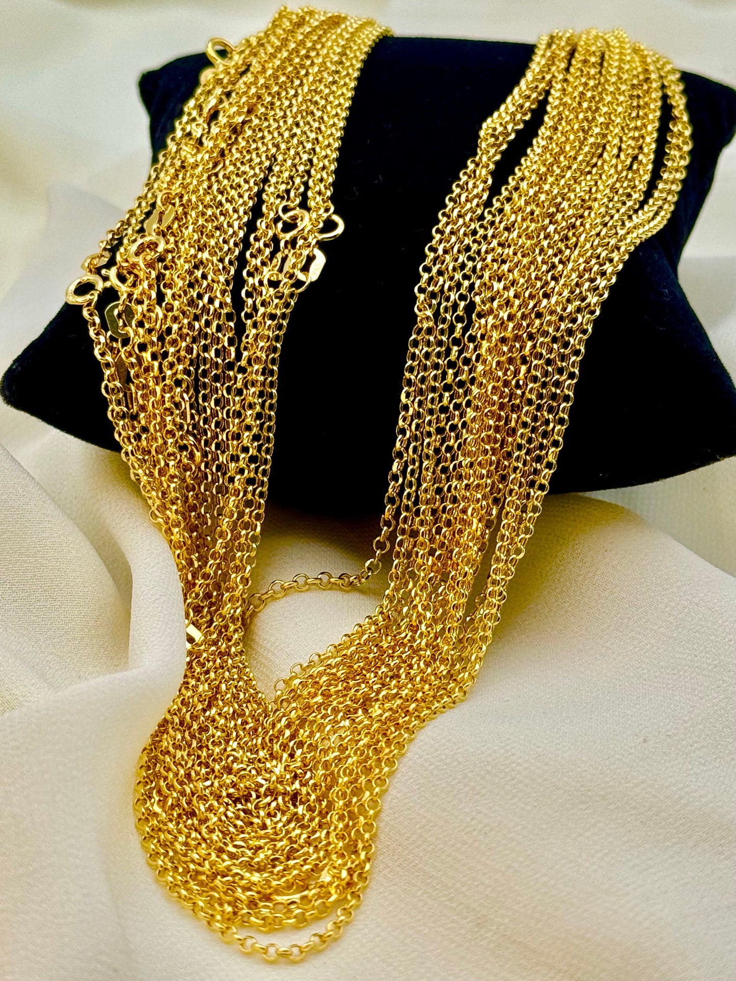 18k Real Gold Rolo chain, 18k Dainty  Gold Rolo chain necklace, For Her, For Him, Birthday Gift, Anniversary Gift.