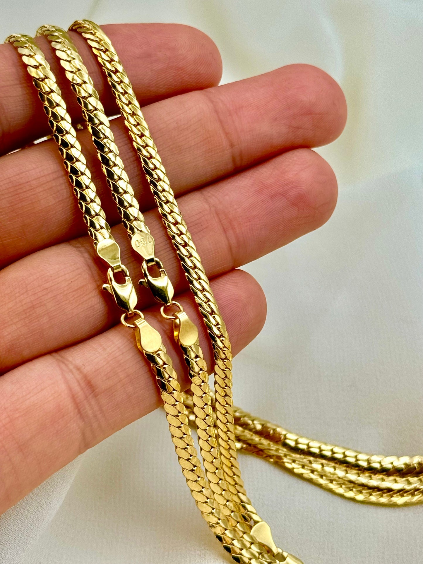 18k GOLD Curb Chain Necklace, 18",16", 4MM ,18k Real Gold, Men Gold Chain, 18k Gold Chain, 18k Gold Chain, For her, For Him, Birthday gift.