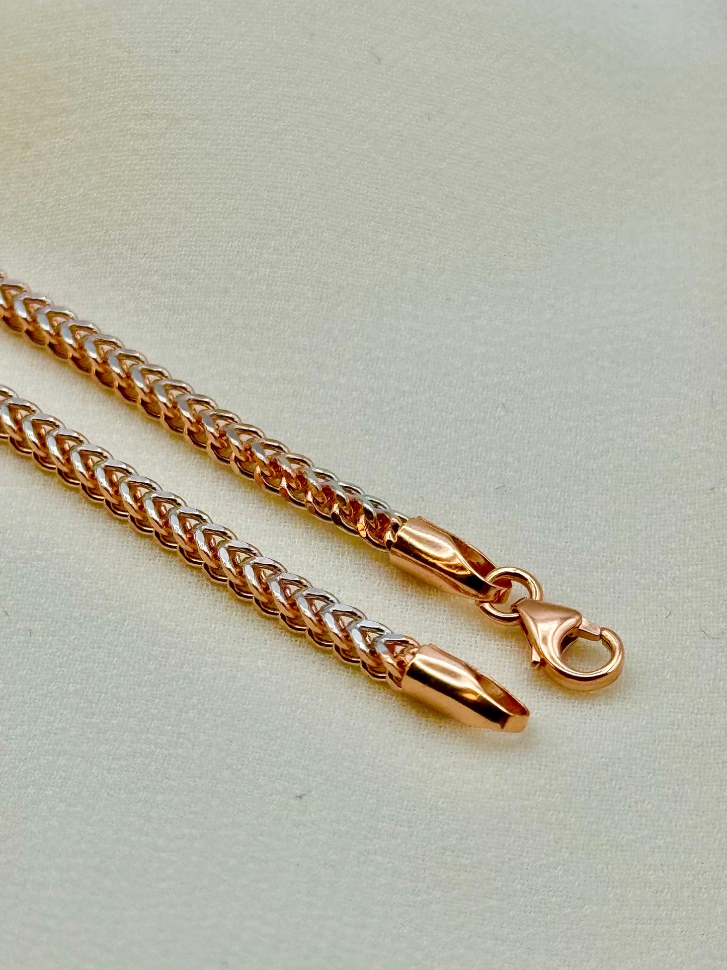 18k Solid Rose Gold Franco Chain, 2.5 MM, Rose Gold Franco  chain, Franco Necklace, Gold Franco chain ,Trending gold chain necklace.