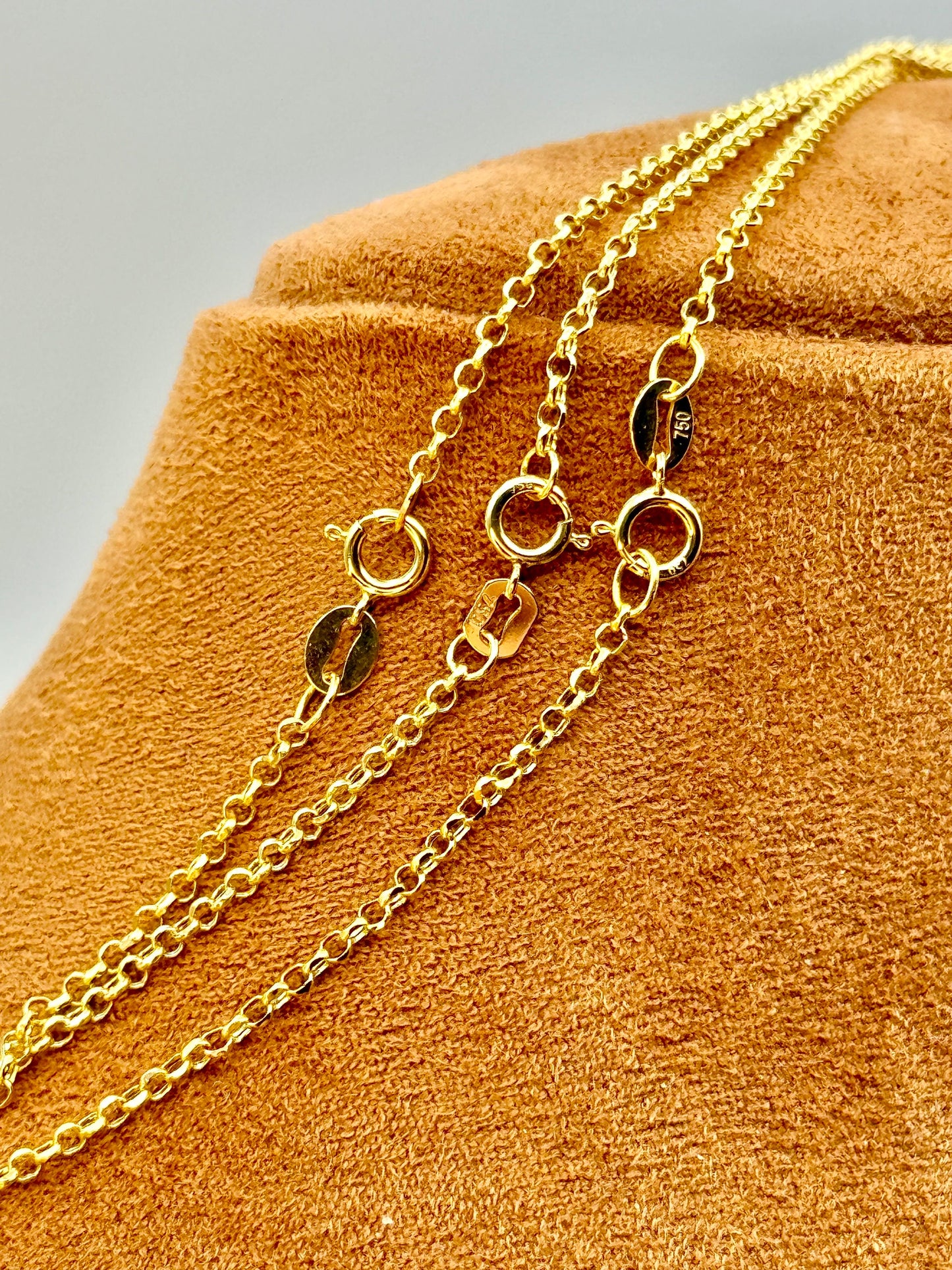 18k Real Gold Rolo chain, 18k Dainty  Gold Rolo chain necklace, For Her, For Him, Birthday Gift, Anniversary Gift.