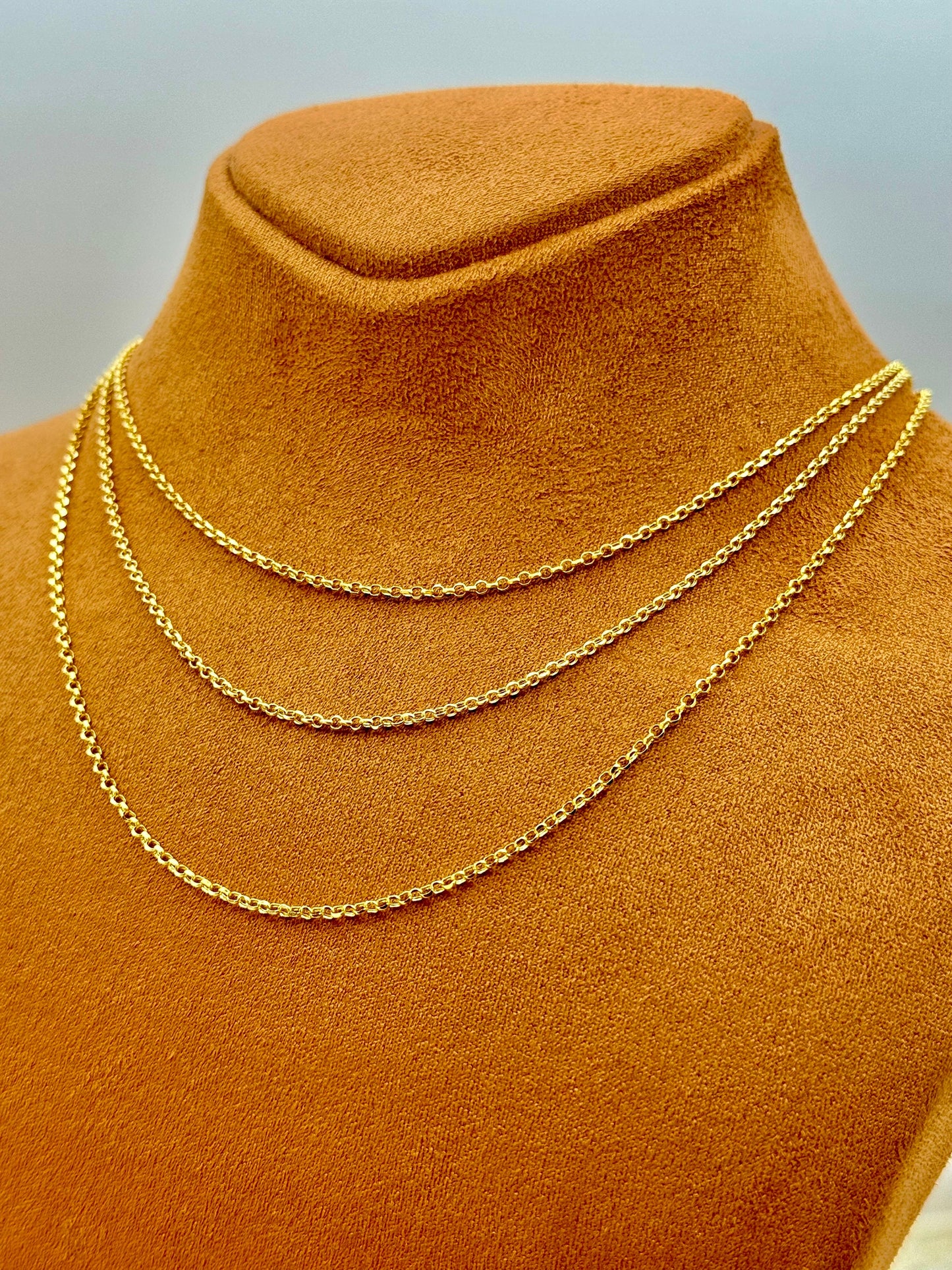 18k Real Gold Rolo chain, 18k Dainty  Gold Rolo chain necklace, For Her, For Him, Birthday Gift, Anniversary Gift.