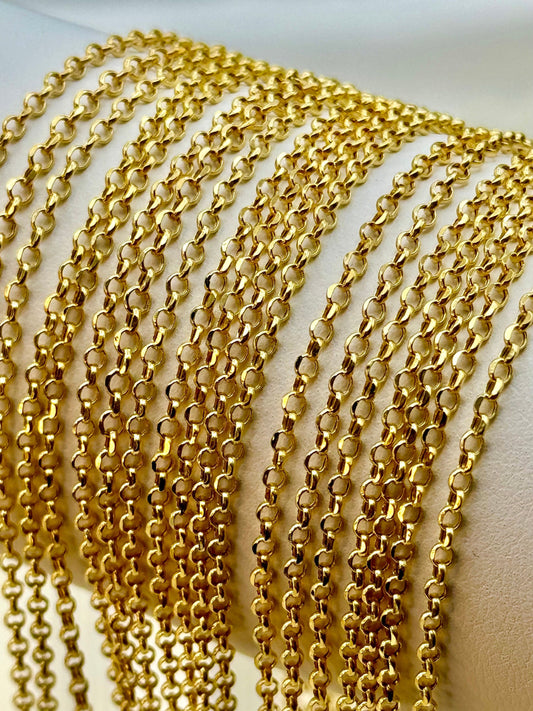 18k Real Gold Rolo chain, 18k Dainty  Gold Rolo chain necklace, For Her, For Him, Birthday Gift, Anniversary Gift.