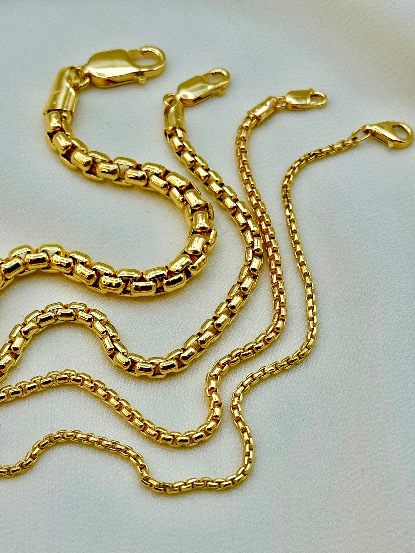 18K Real Gold Box Chain Bracelet 2mm, 2.5mm, 3.5mm, 5mm- Yellow 18K box Bracelet ,18k Bracelet for Women -Pure 18k Gold- Birthday Gift.