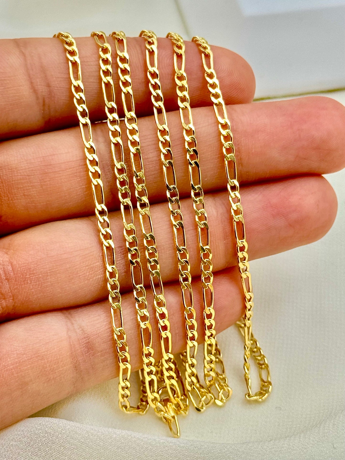 18K Real Gold Figaro Bracelet - High Polished 18K Yellow Figaro Bracelet for Her - Pure 18k Gold- Birthday Gift!,  Anniversary gift .