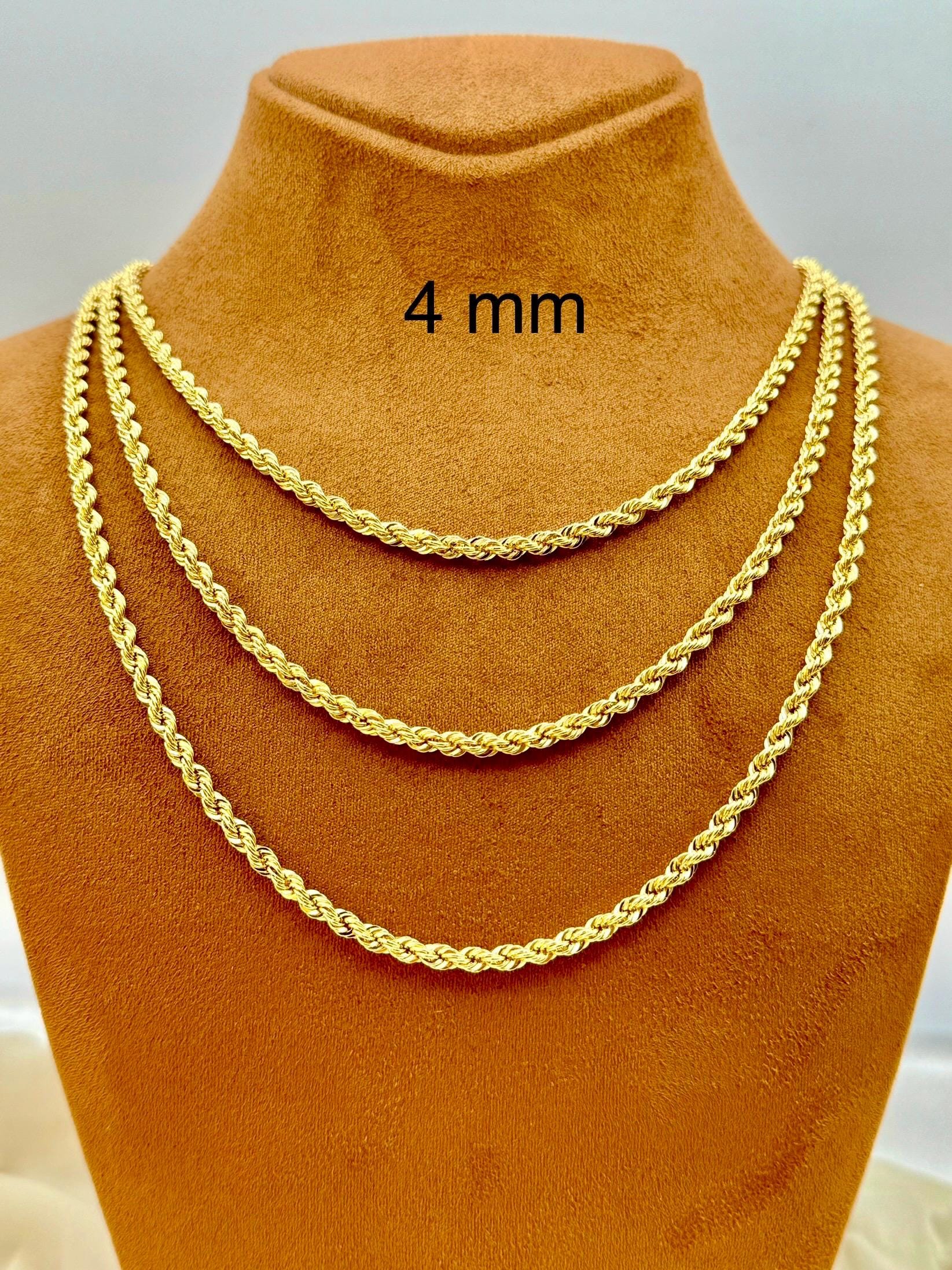 18k Rope Chain 18k Gold Rope Chain 4mm - Durable Diamond-Cut Design - Finegold750