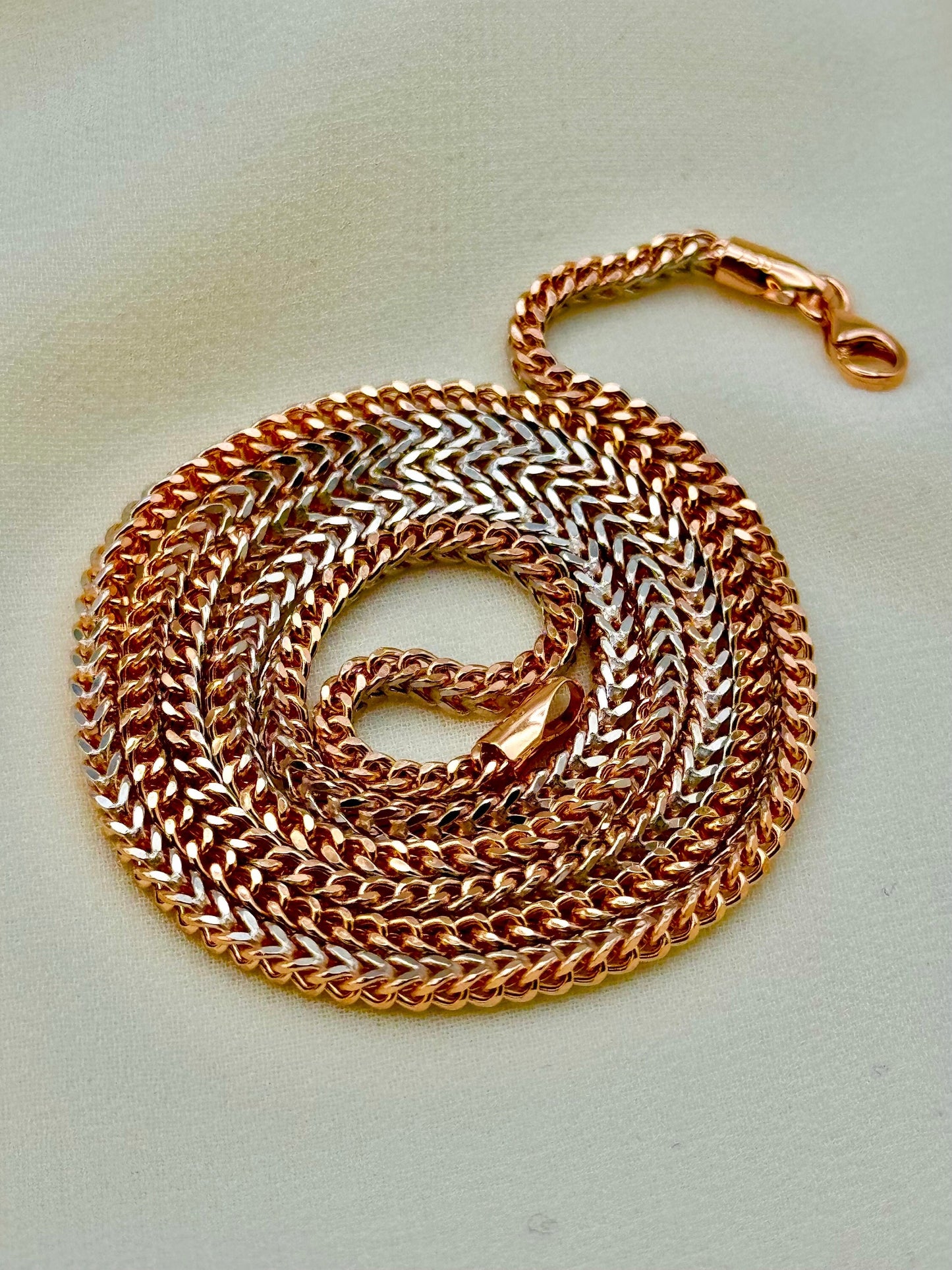 18k Solid Rose Gold Franco Chain, 2.5 MM, Rose Gold Franco  chain, Franco Necklace, Gold Franco chain ,Trending gold chain necklace.