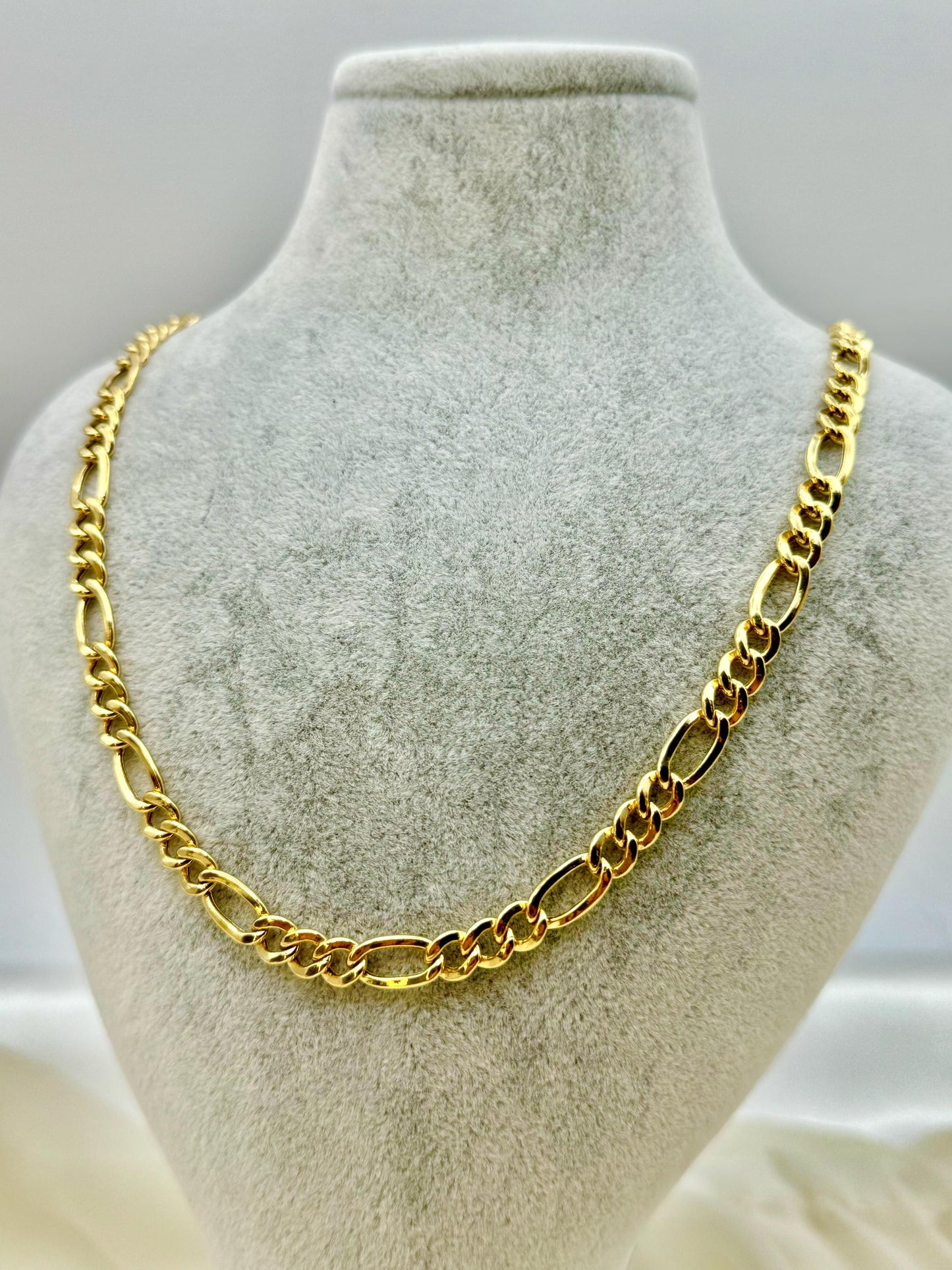 14k Gold Figaro Chain Necklace 6 MM , Figaro Gold chain, 14k Real gold Figaro chain, gold chain ,For Her ,For Him , Birthday Gift.