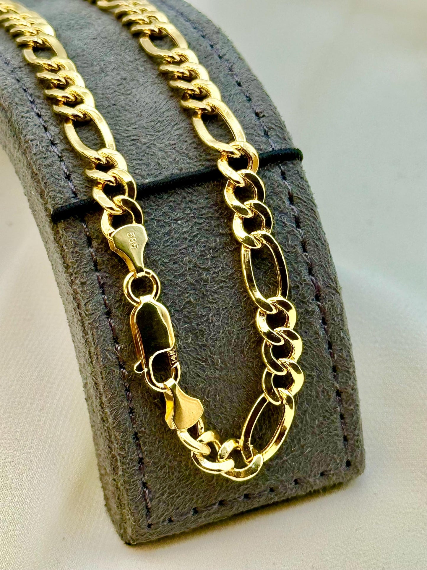 14k Gold Figaro Chain Necklace 6 MM , Figaro Gold chain, 14k Real gold Figaro chain, gold chain ,For Her ,For Him , Birthday Gift.