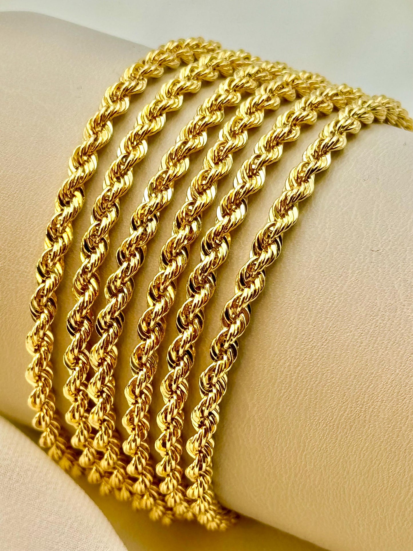 14K Yellow Gold Rope Chain Diamond cut Necklace, 24", 4mm, Thick Gold Chain, Real Gold Chain, Gold Rope Necklace, rope chain, For Gift.