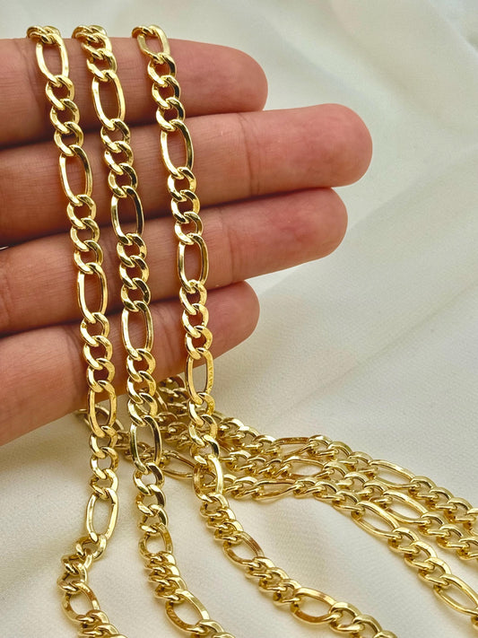 14k Gold Figaro Chain Necklace 6 MM , Figaro Gold chain, 14k Real gold Figaro chain, gold chain ,For Her ,For Him , Birthday Gift.