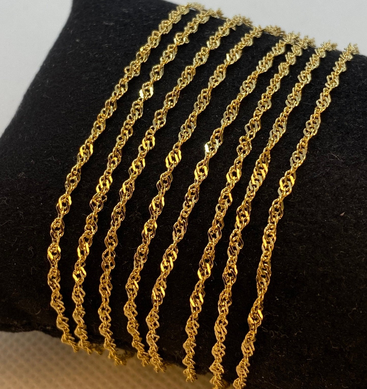 14K Solid Gold Singapore Chain Necklace (2mm).