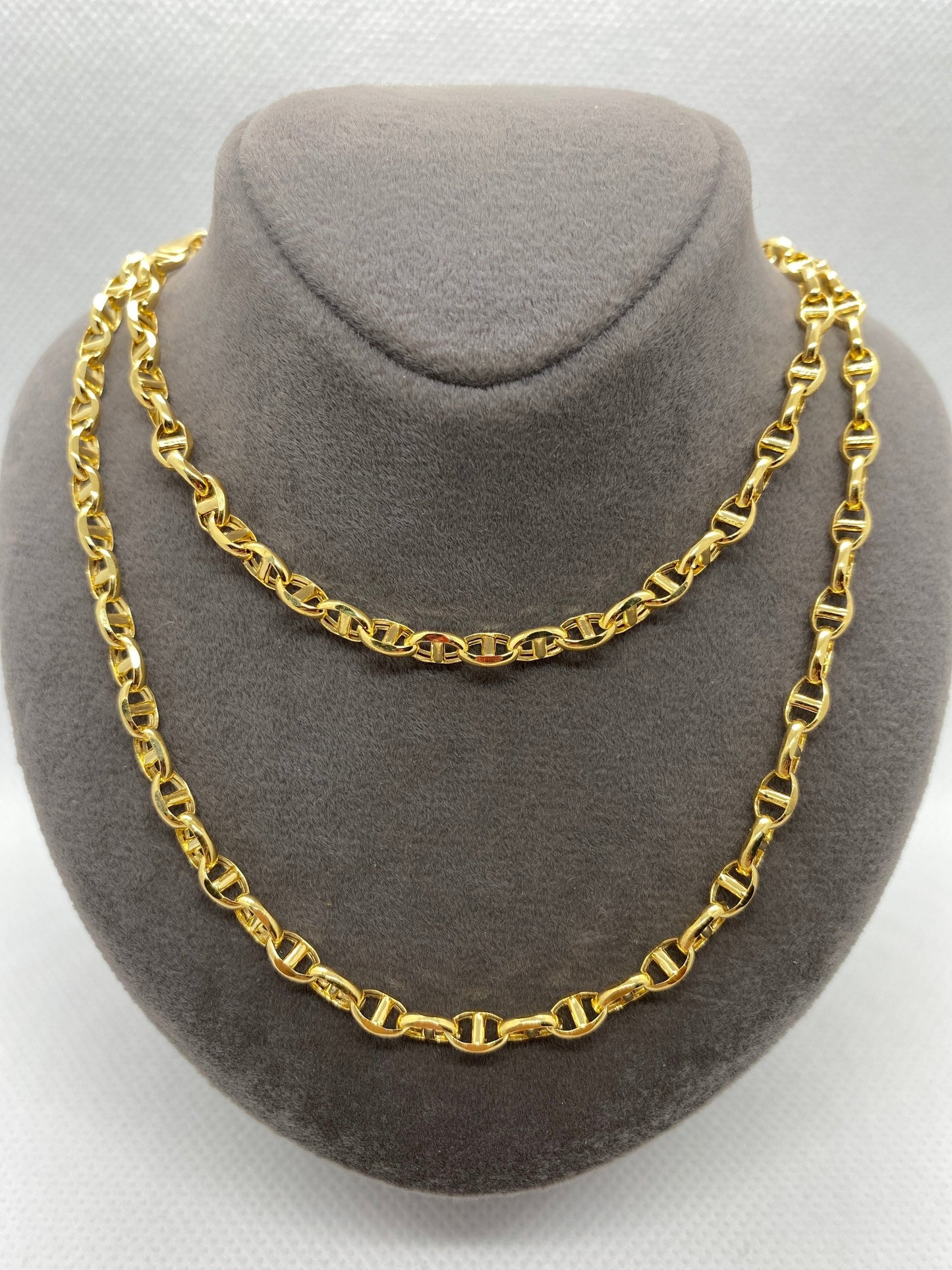 18K Gold Anchor Chain Necklace (4mm)