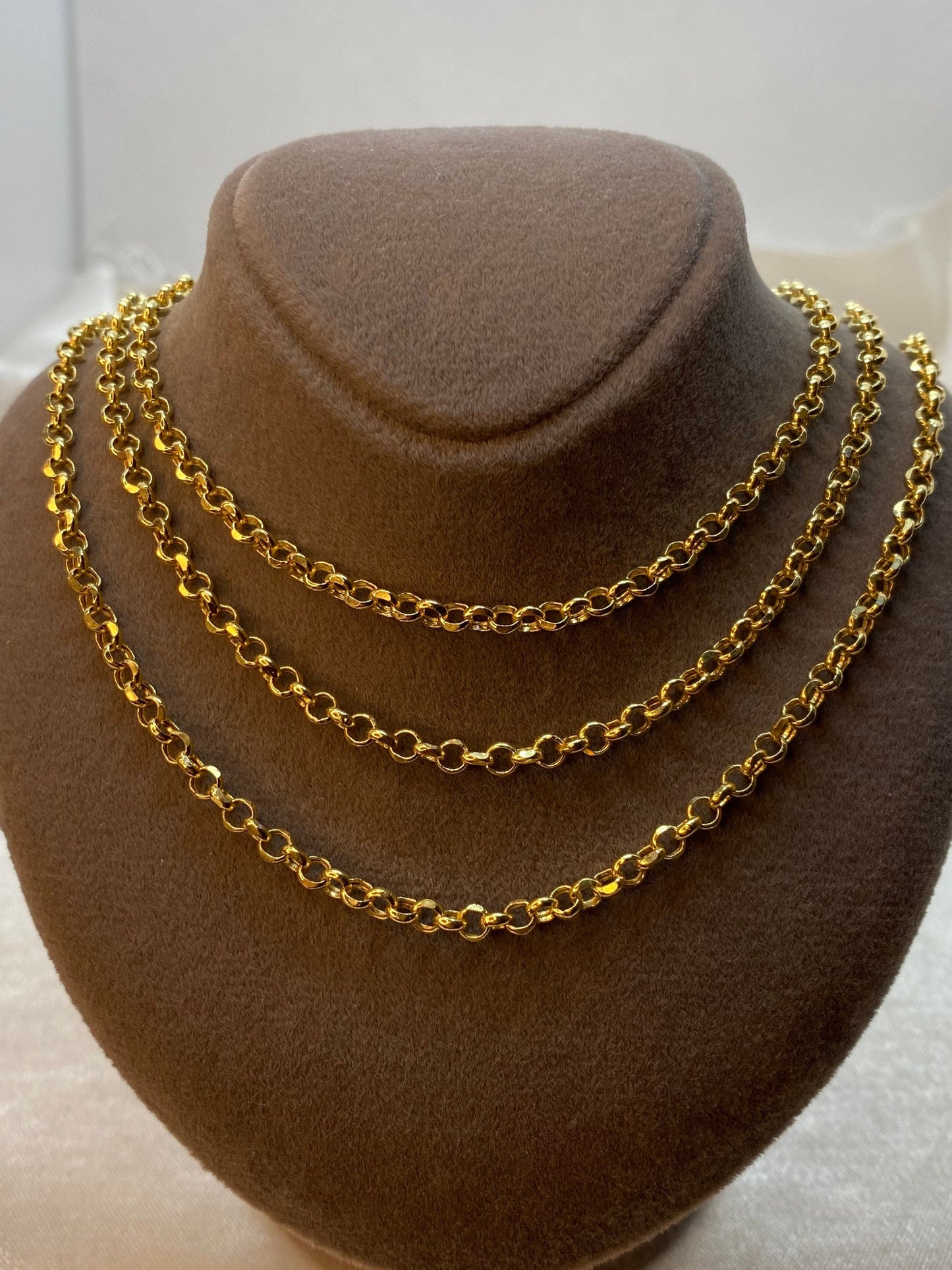 18K Gold Rolo Chain Necklace (3mm).