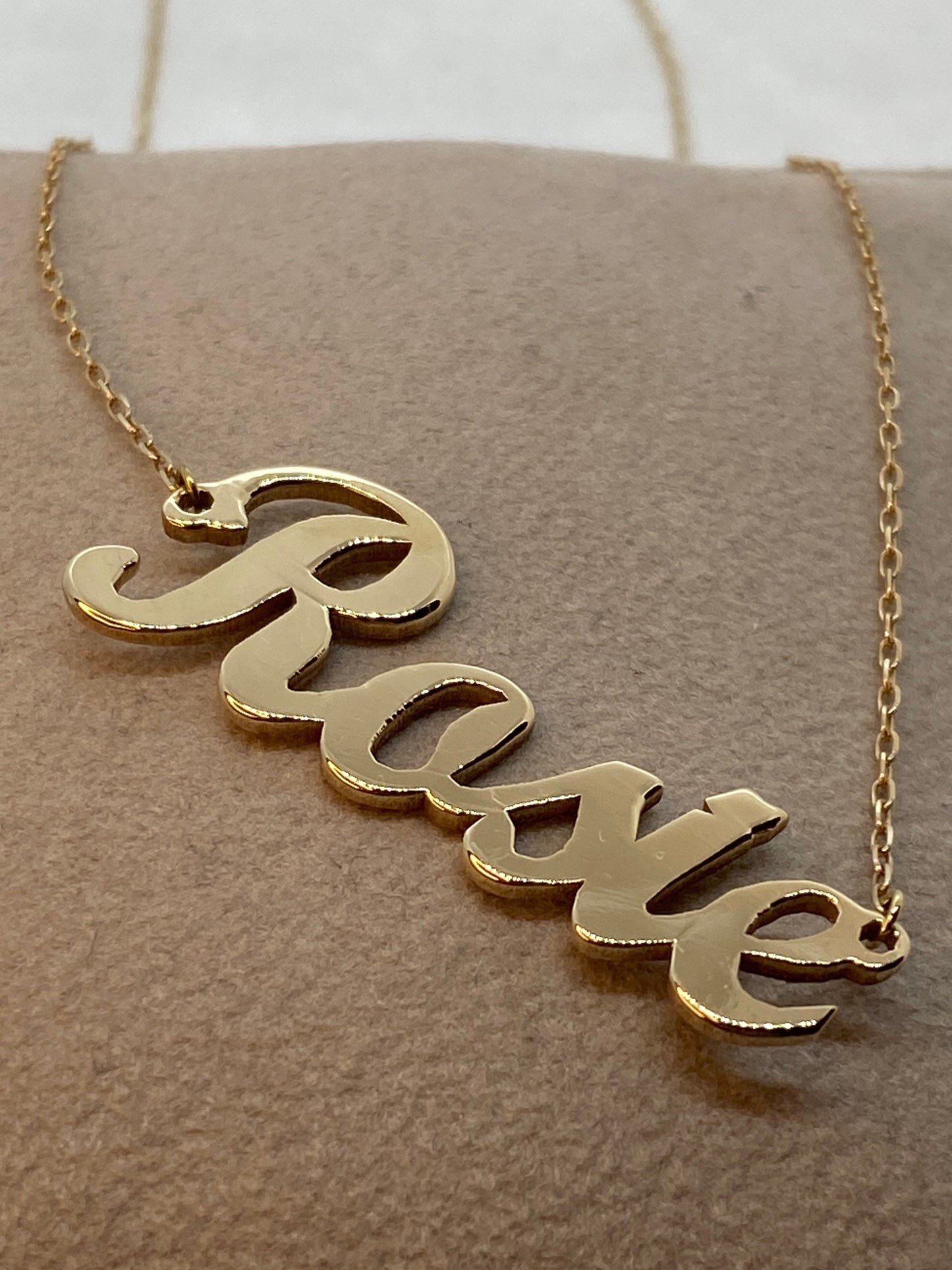 18K & 14K Custom Gold Name Necklace and initials .