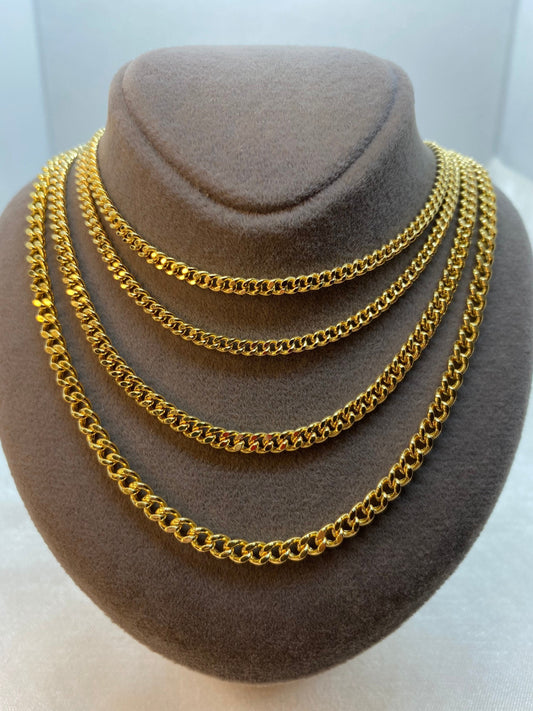 14K Gold Curb Link Chain Necklace (3mm, 3.5mm & 4mm)