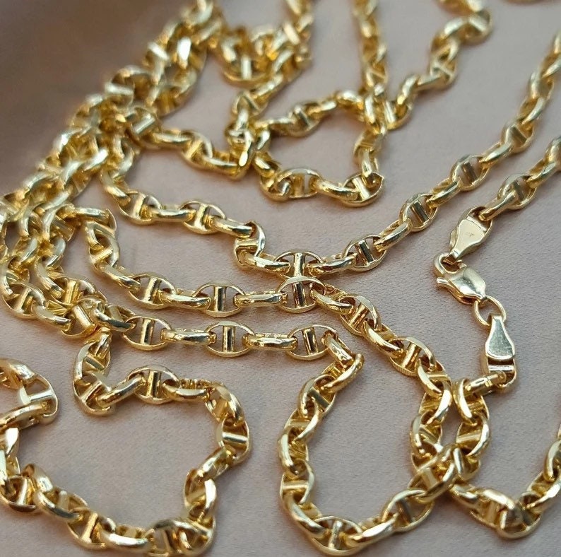 18K Gold Anchor Chain Necklace (4mm)